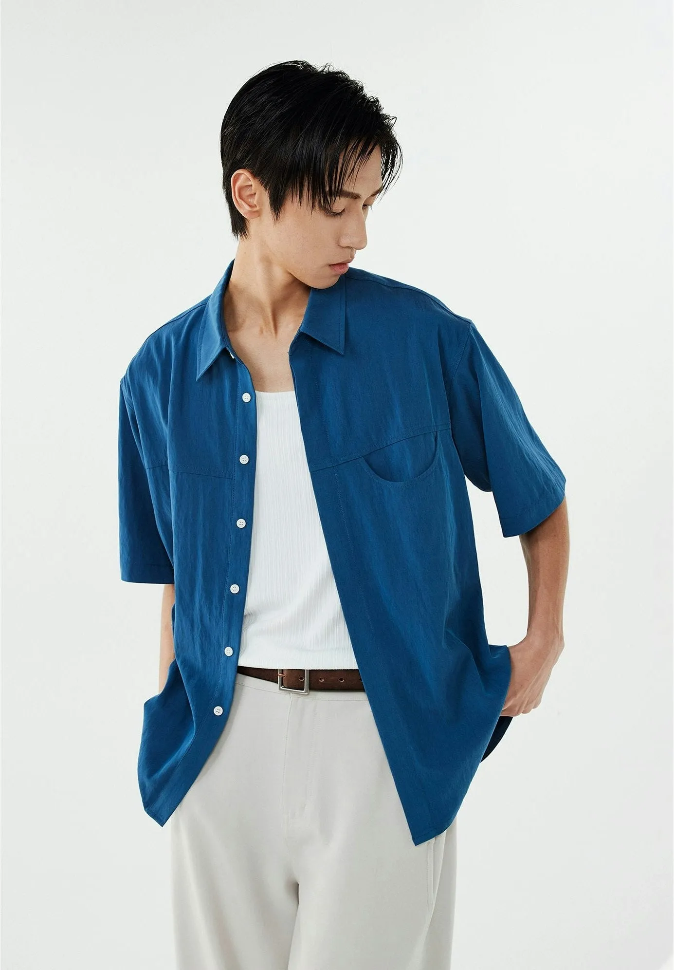 Collared Linen-Blend Button-Up Shirt