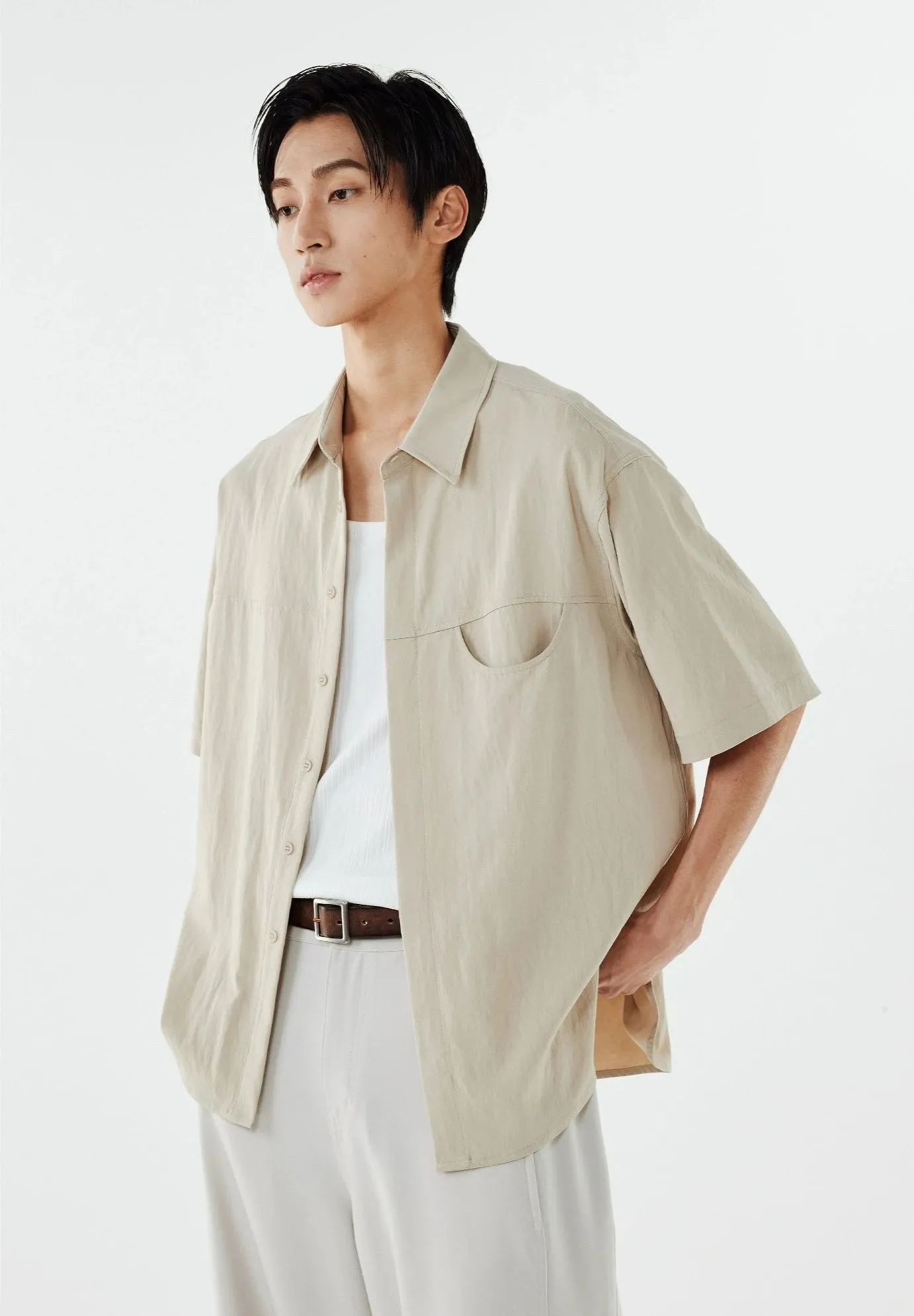 Collared Linen-Blend Button-Up Shirt