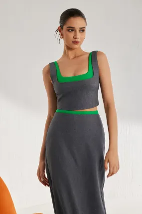 Color Block Cami Top And Skirt Set