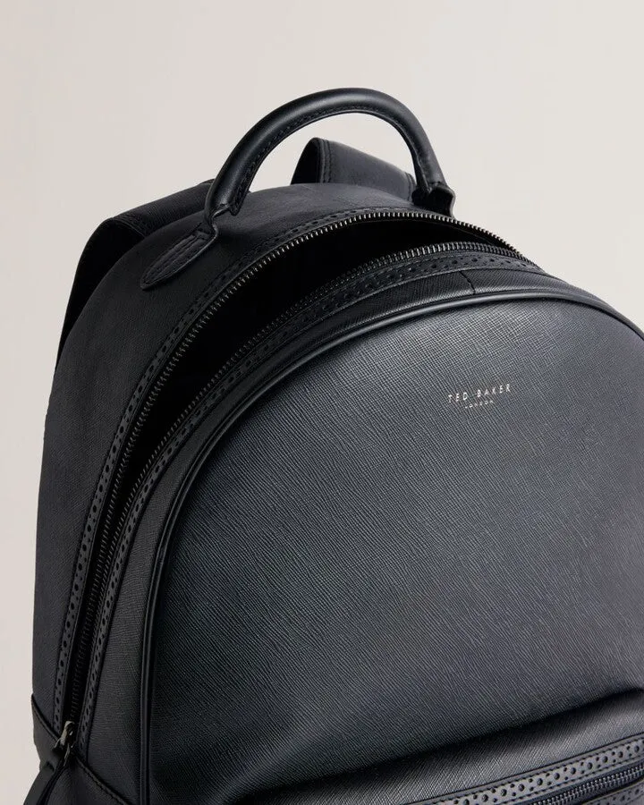 Conann Textured Saffiano Leather Backpack Black