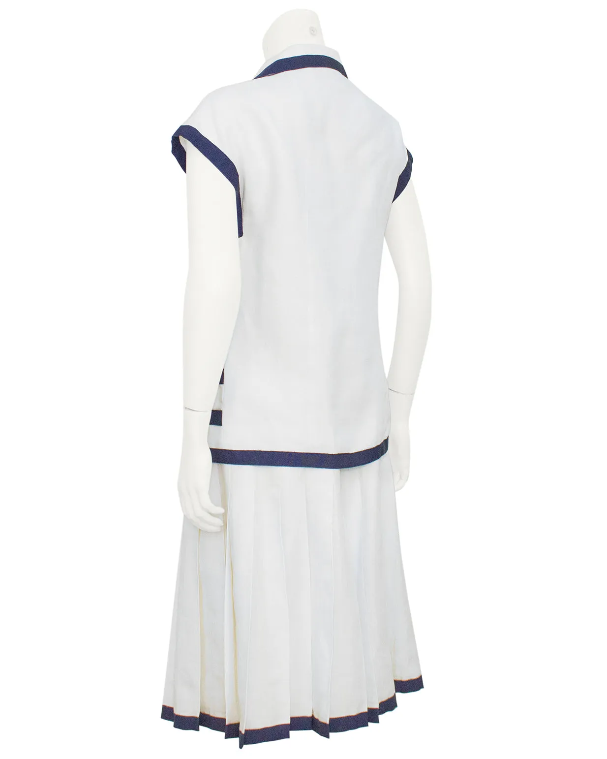 Cream and Navy Linen Summer Skirt Ensemble