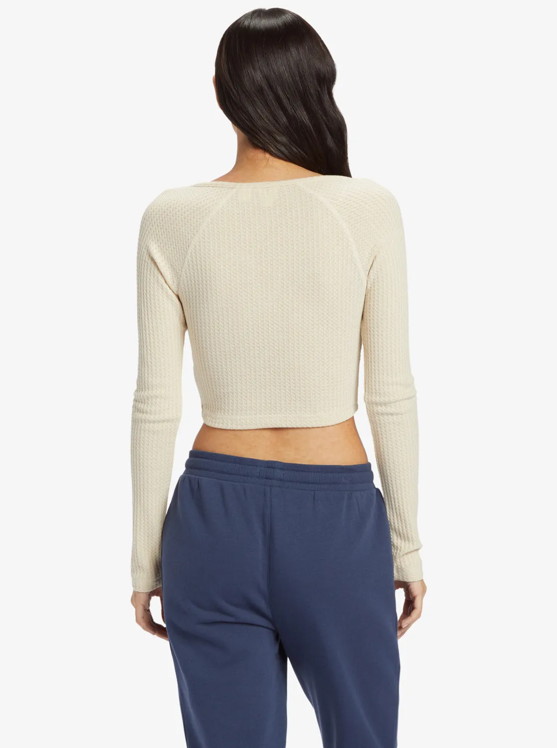 Cropped Long Sleeve Waffle Top - Tapioca