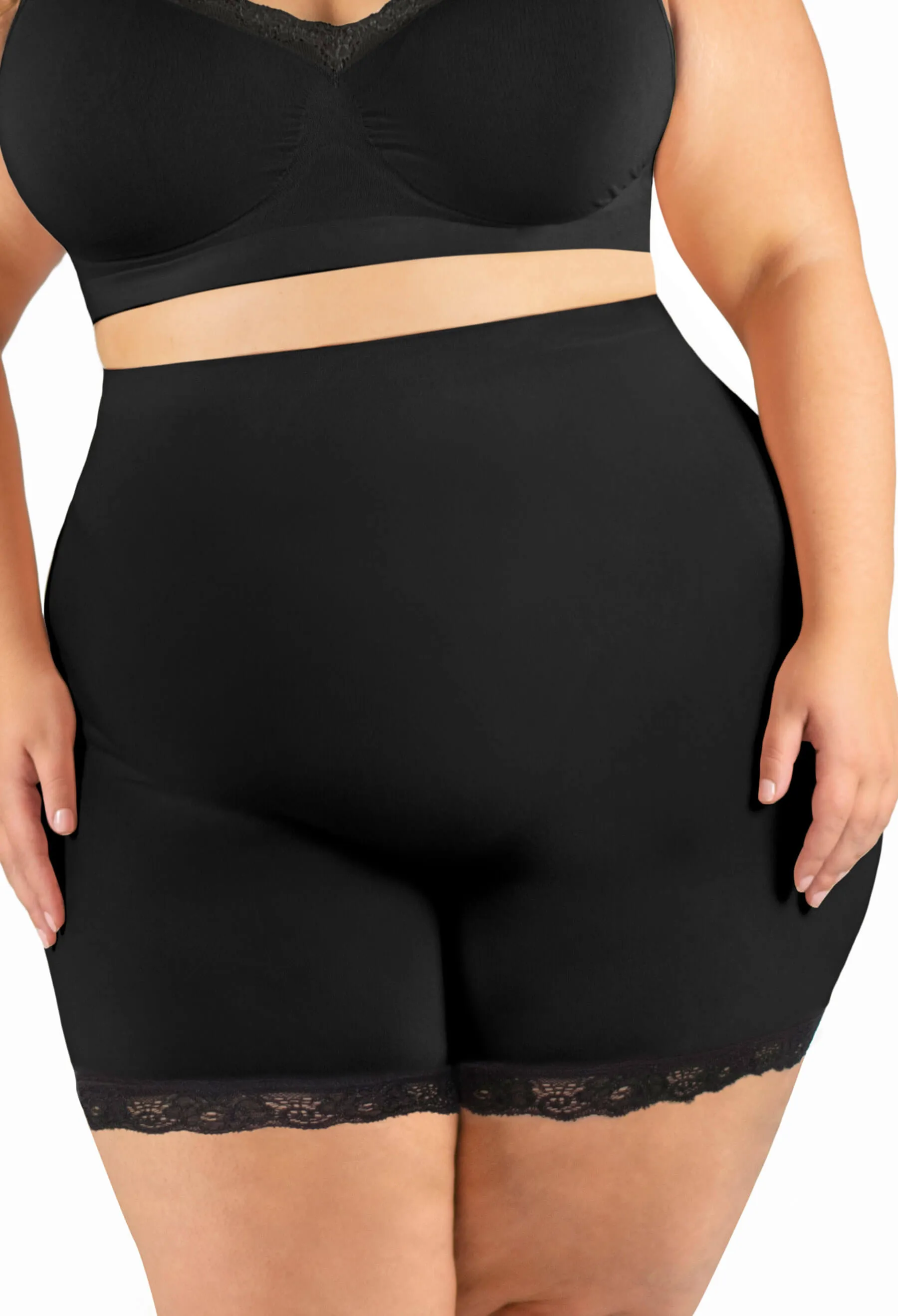 Curvy Anti Chafing High Rise Petite Cotton Rich Shorts