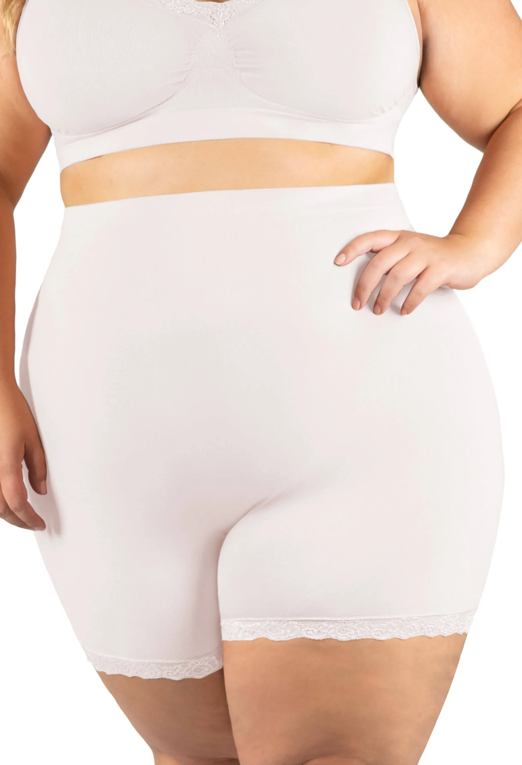 Curvy Anti Chafing High Rise Petite Cotton Rich Shorts