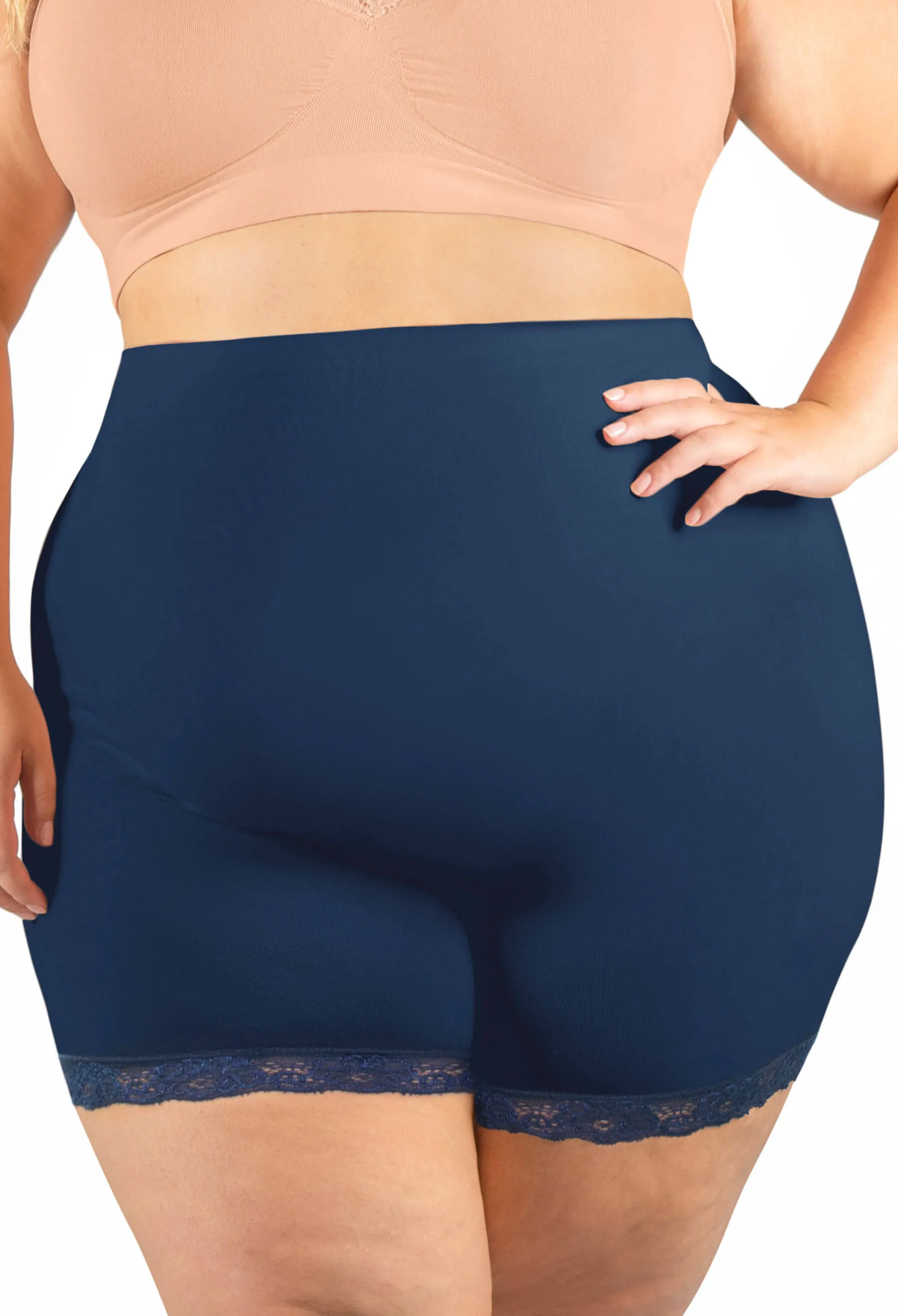 Curvy Anti Chafing High Rise Petite Cotton Rich Shorts