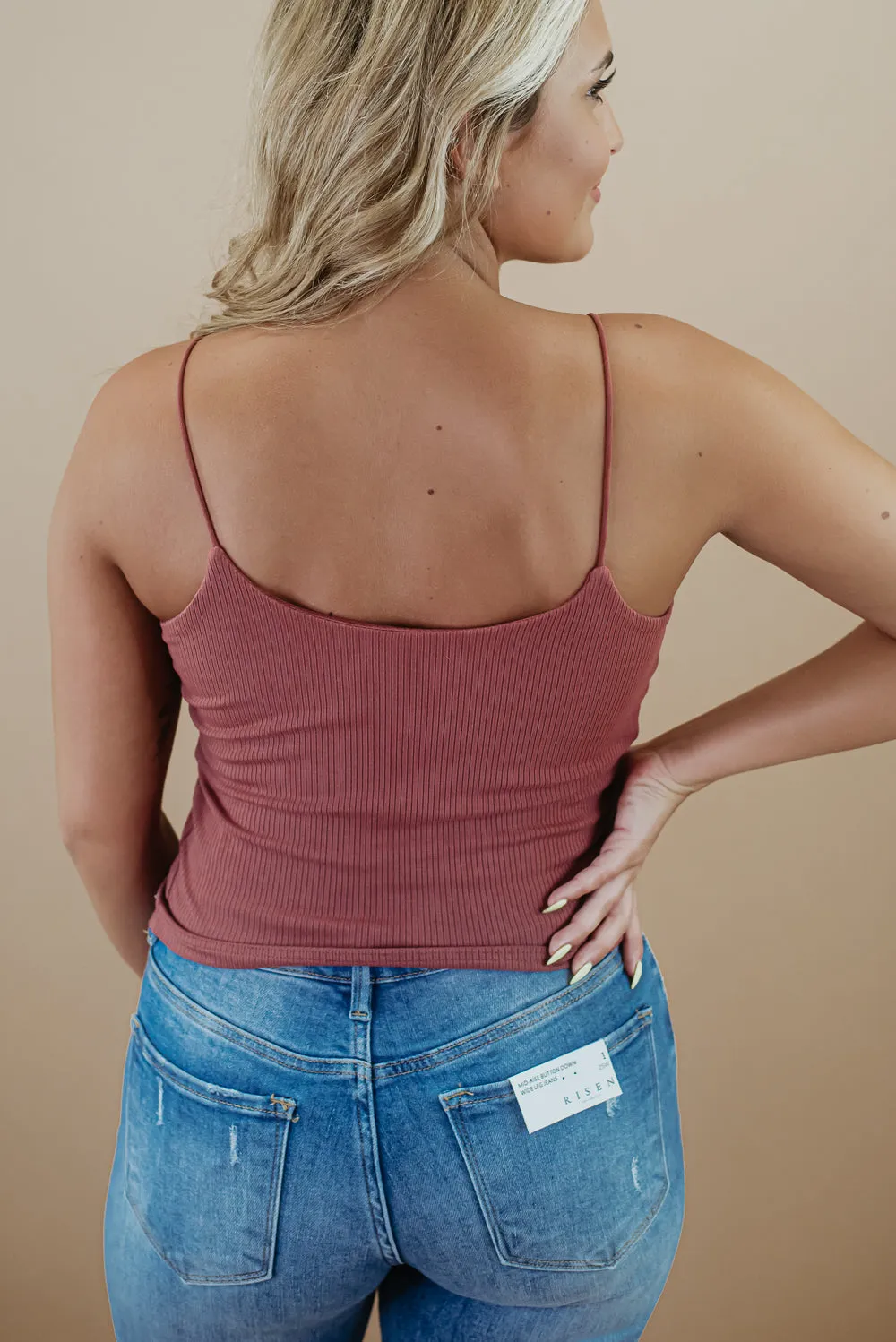 Daily Rib Knit Cami, Dusty Coral