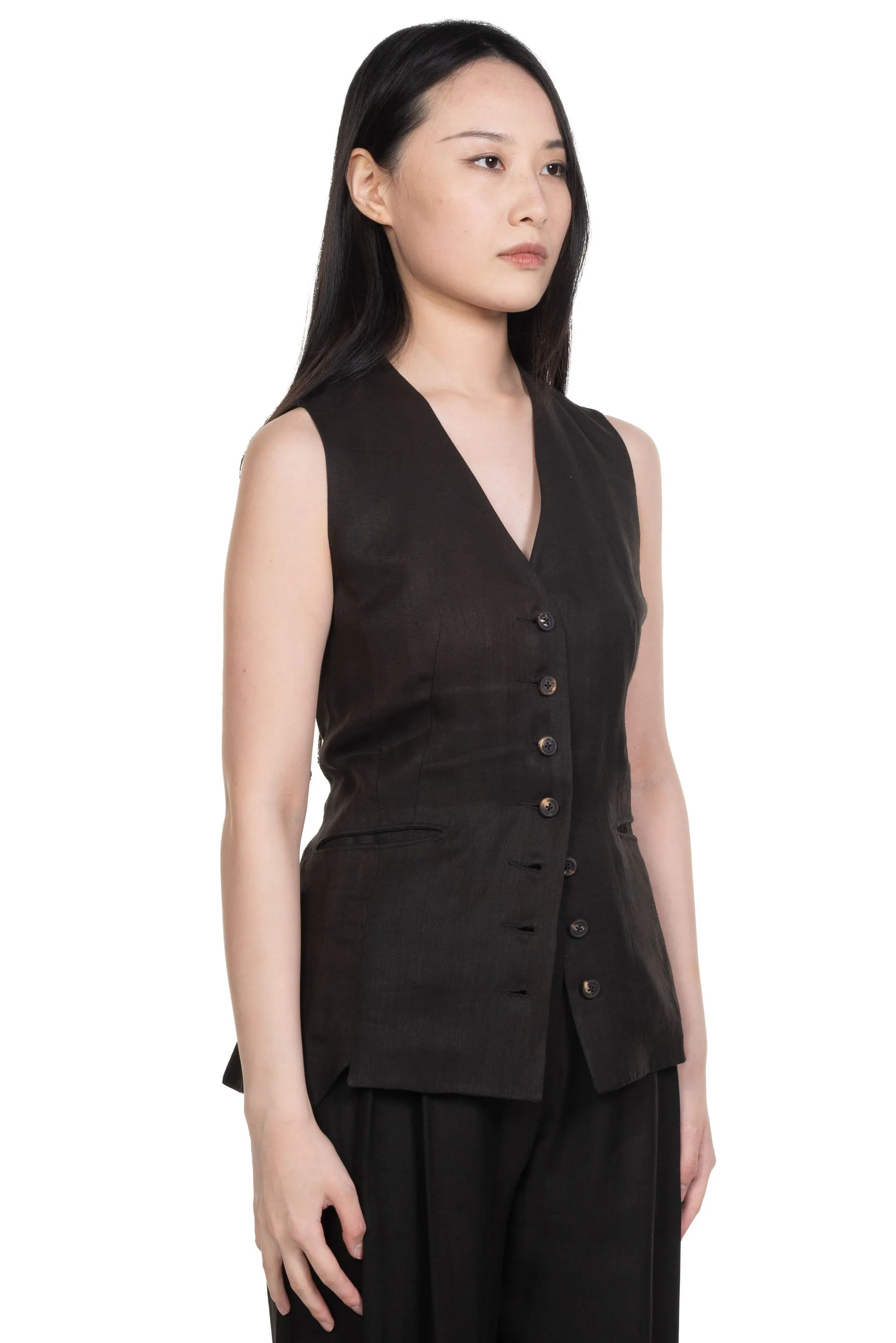 Dark Brown Back Knot Waistcoat