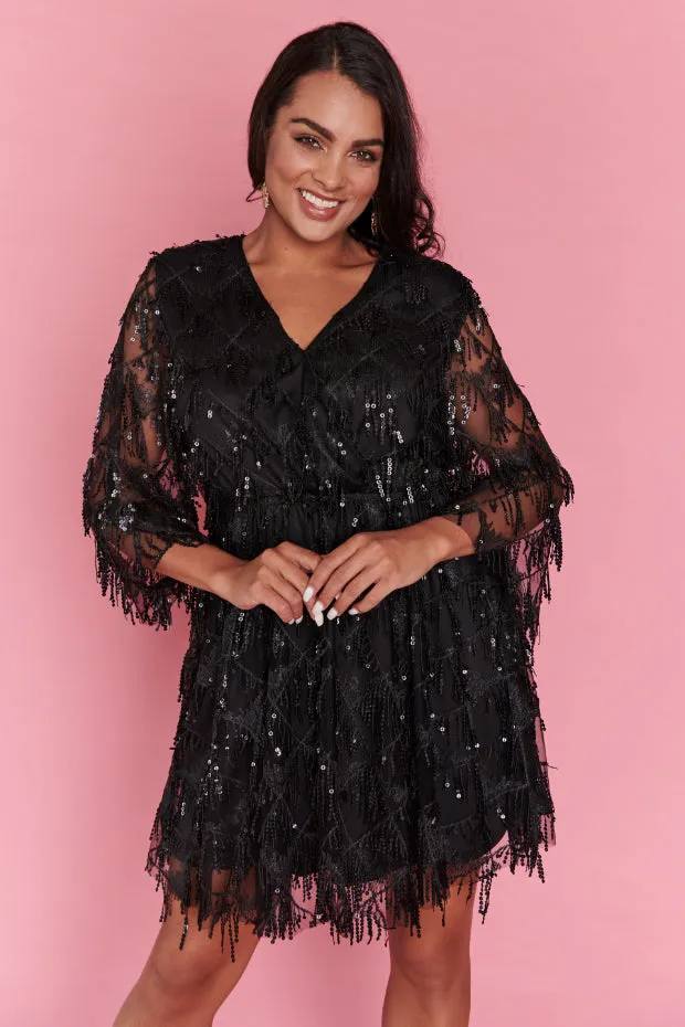 Delilah Black Sequins Party Dress