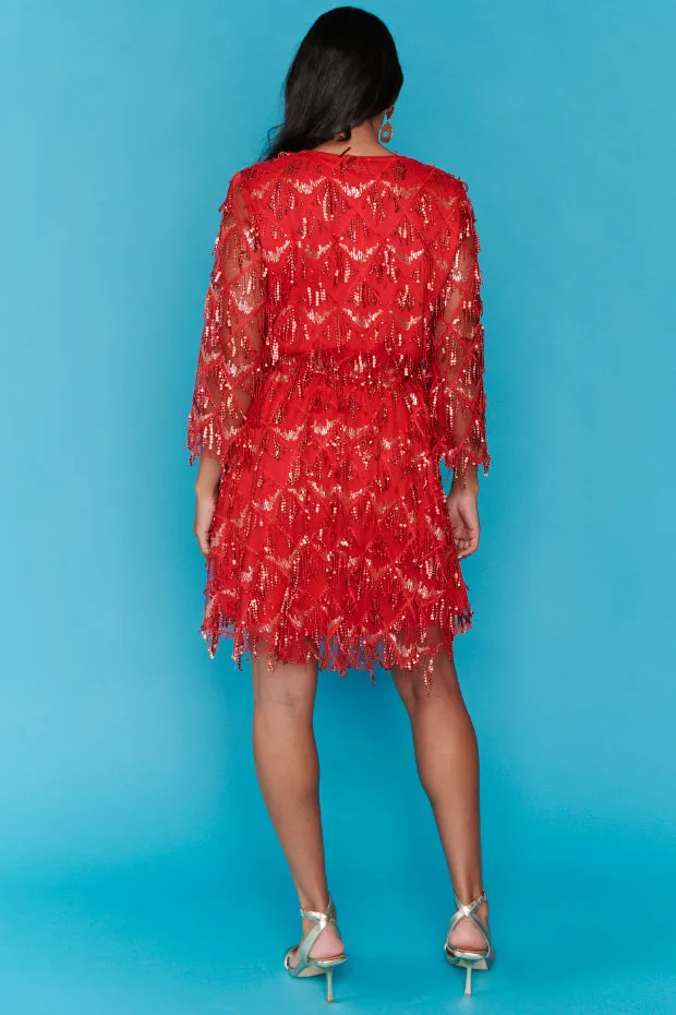 Delilah Red Sequins Party Dress