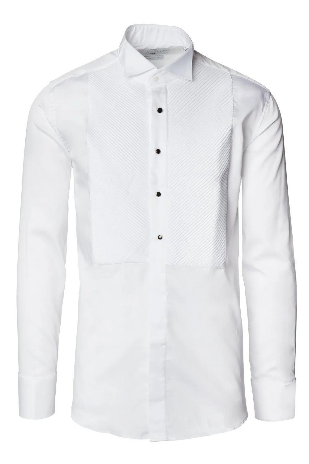 Diagonal Pleated Wing Tip Collar Shirt - White