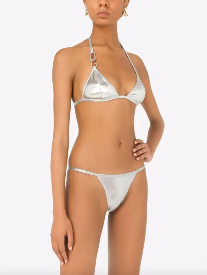 Dolce & Gabbana metallic halterneck bikini