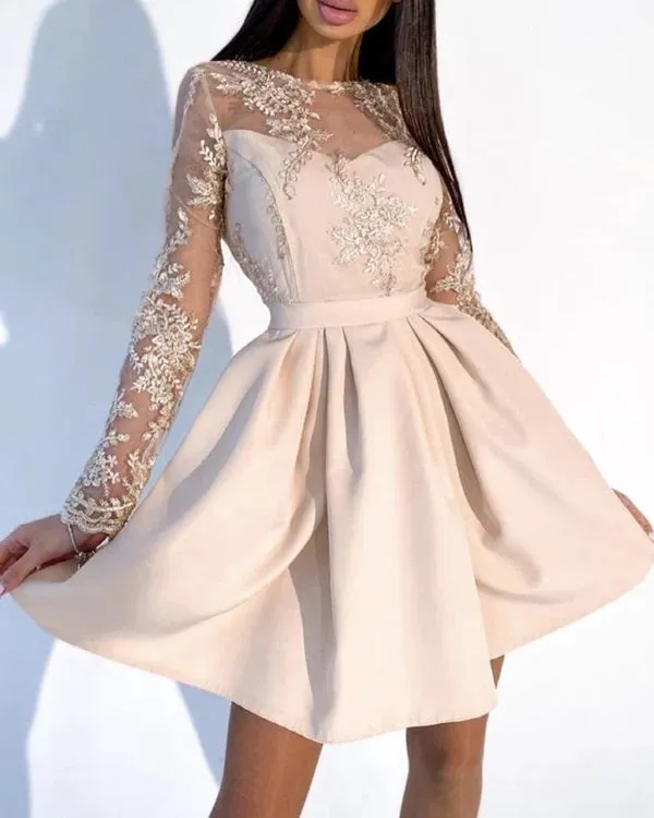 Elegant A-line Short Long Sleeveless Tulle Homecoming Dresses Online, HD0587