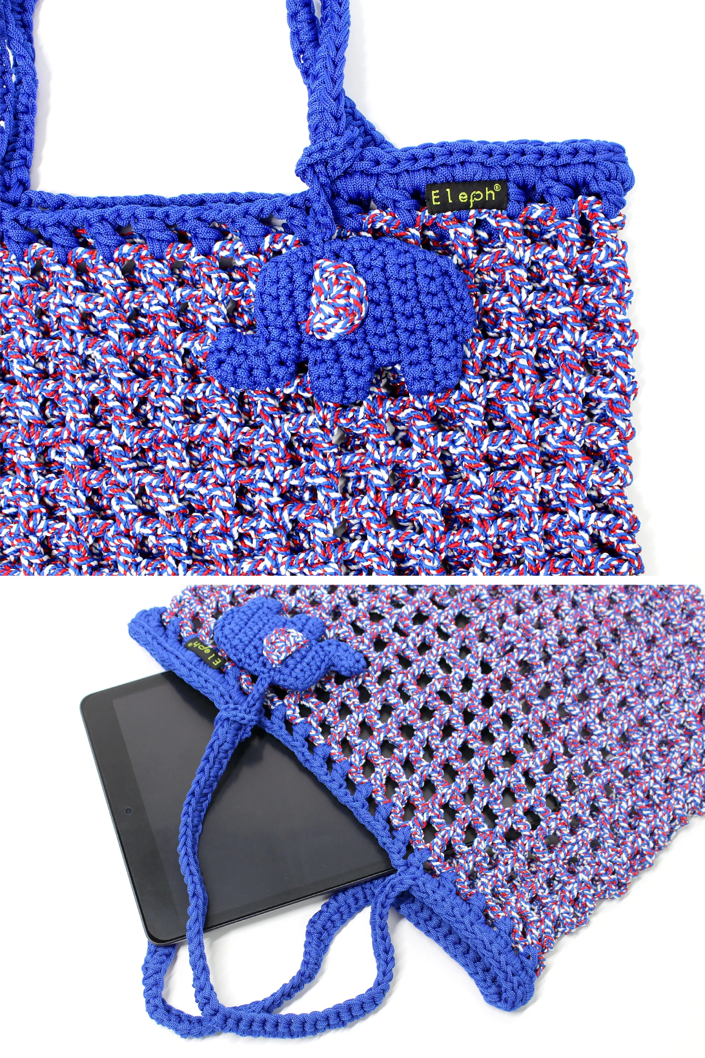 ELEPH MESH CROCHET BAG MULTI - L : Blue