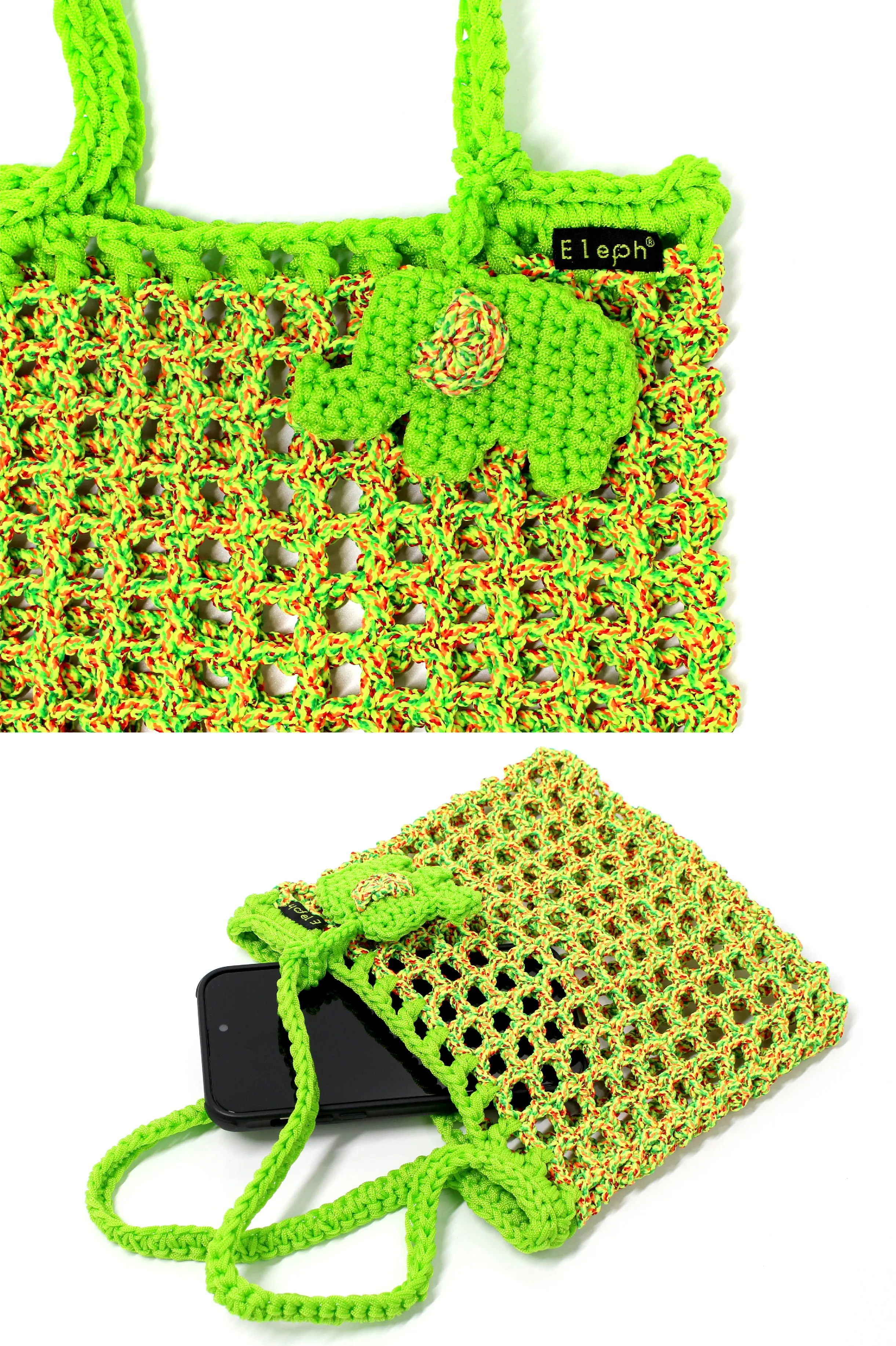 ELEPH MESH CROCHET BAG MULTI - M : Green