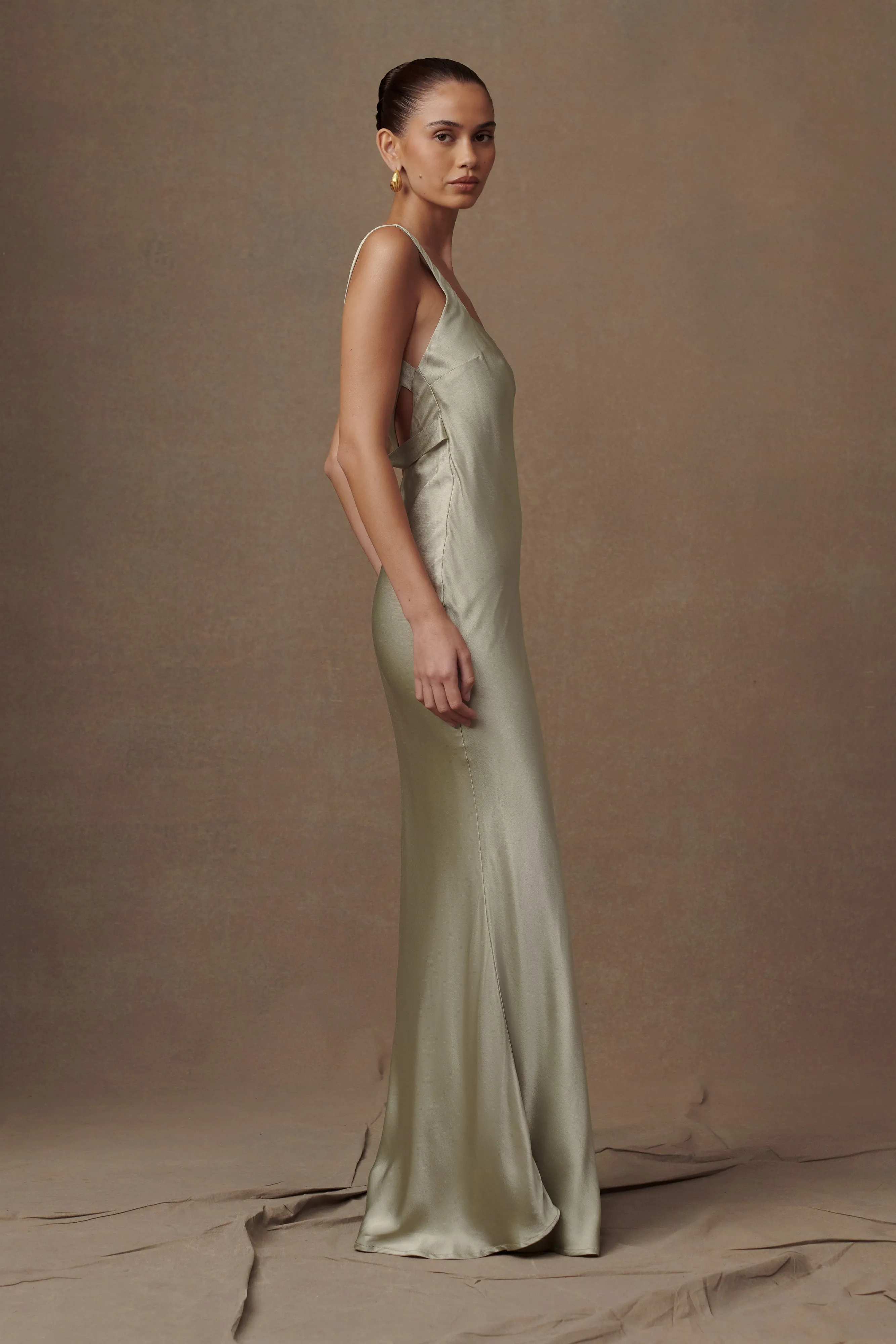 Ensley Satin Maxi Dress - Sage