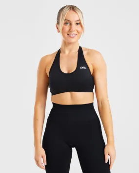 Essential Seamless Halterneck Sports Bra - Black