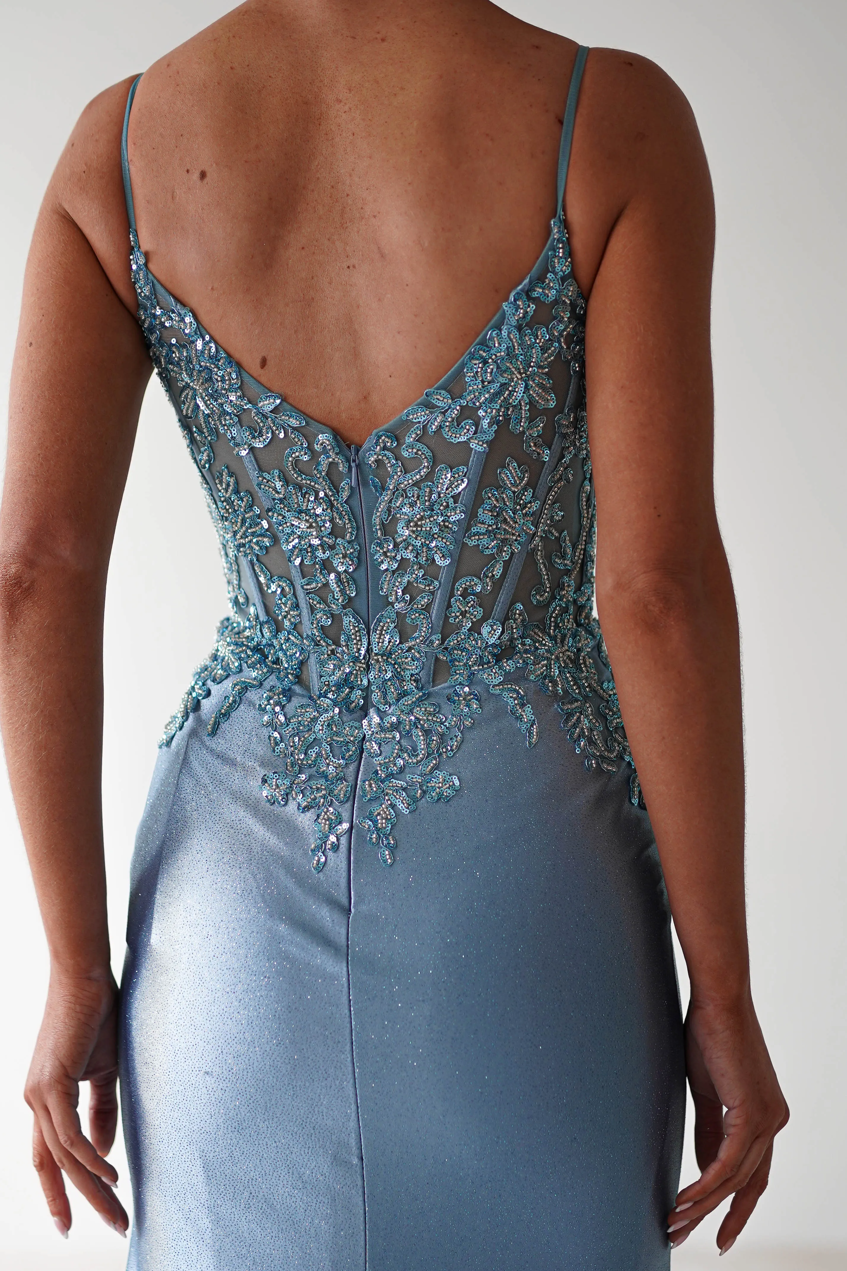 Eternity Glitter Bodycon Gown | Dusty Blue