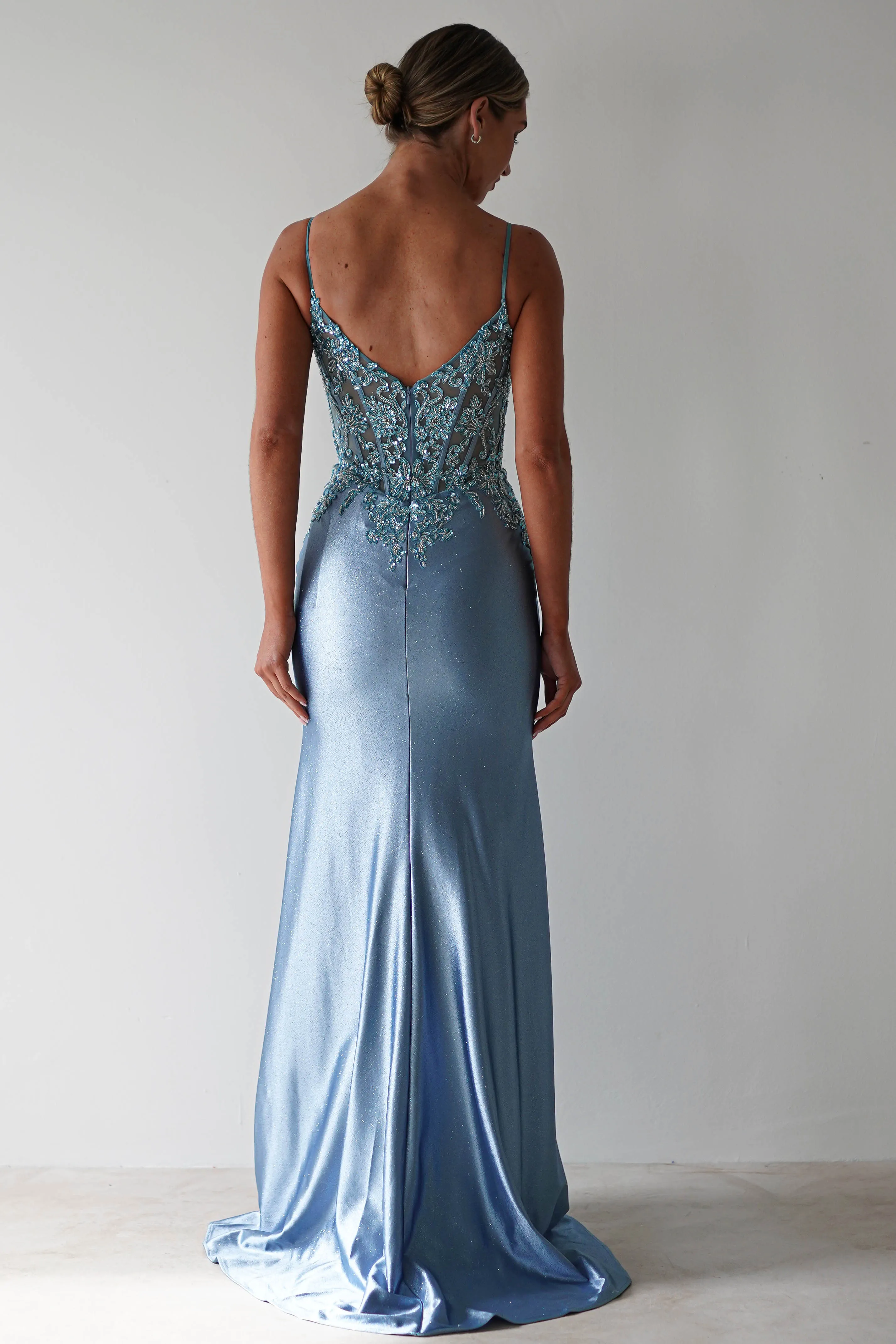 Eternity Glitter Bodycon Gown | Dusty Blue