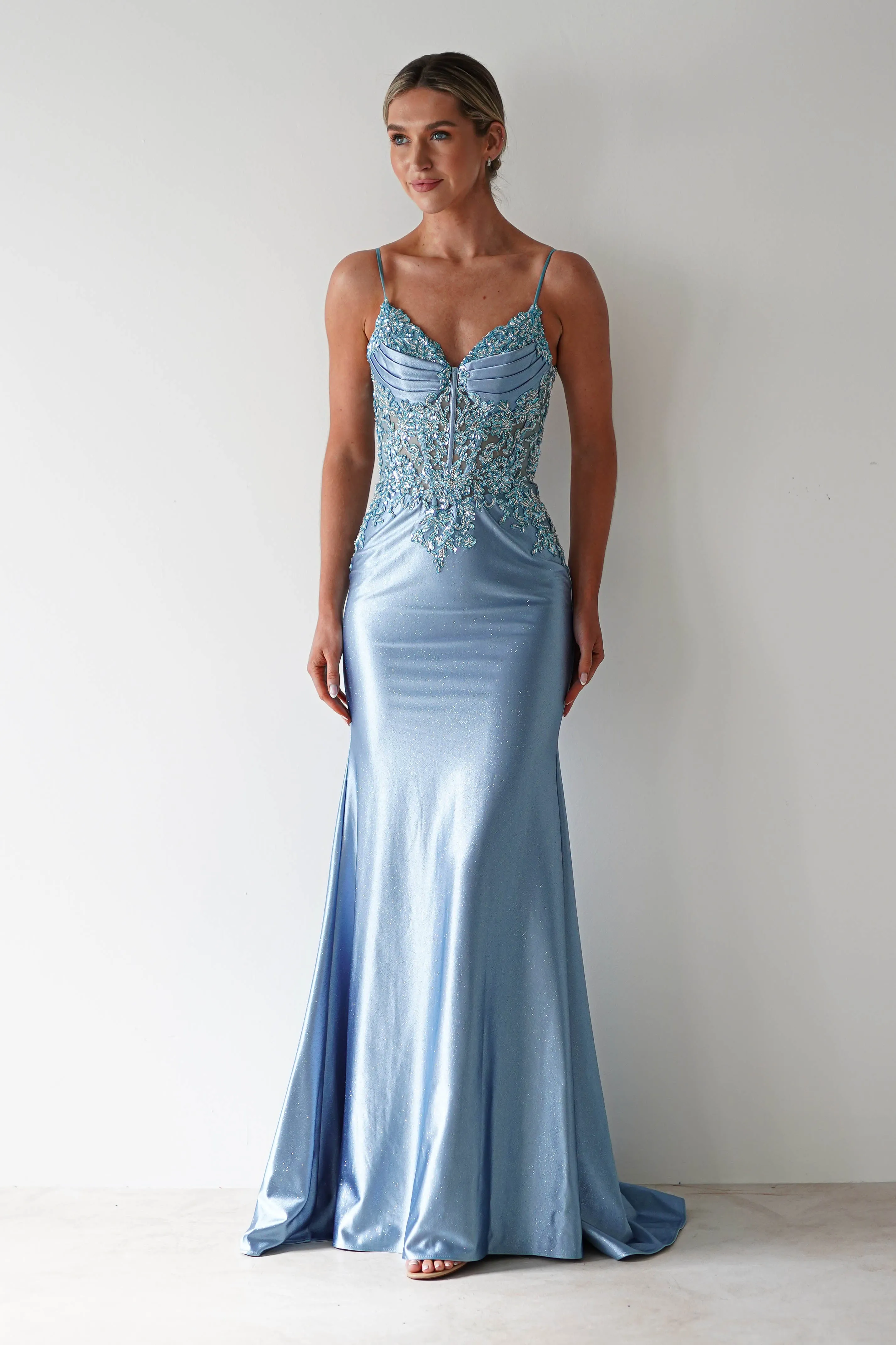 Eternity Glitter Bodycon Gown | Dusty Blue