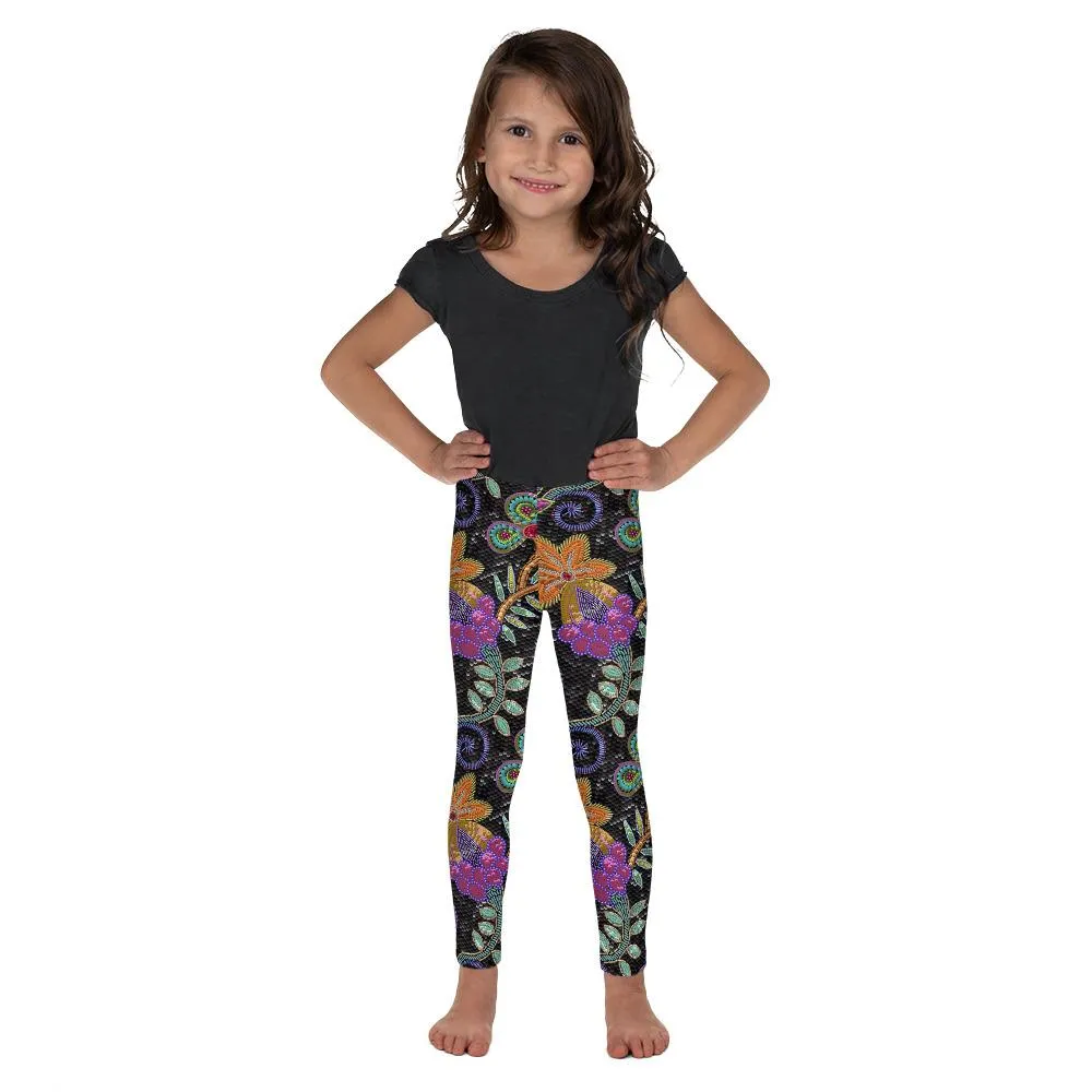 Faux Paillette Flower Kid's Leggings