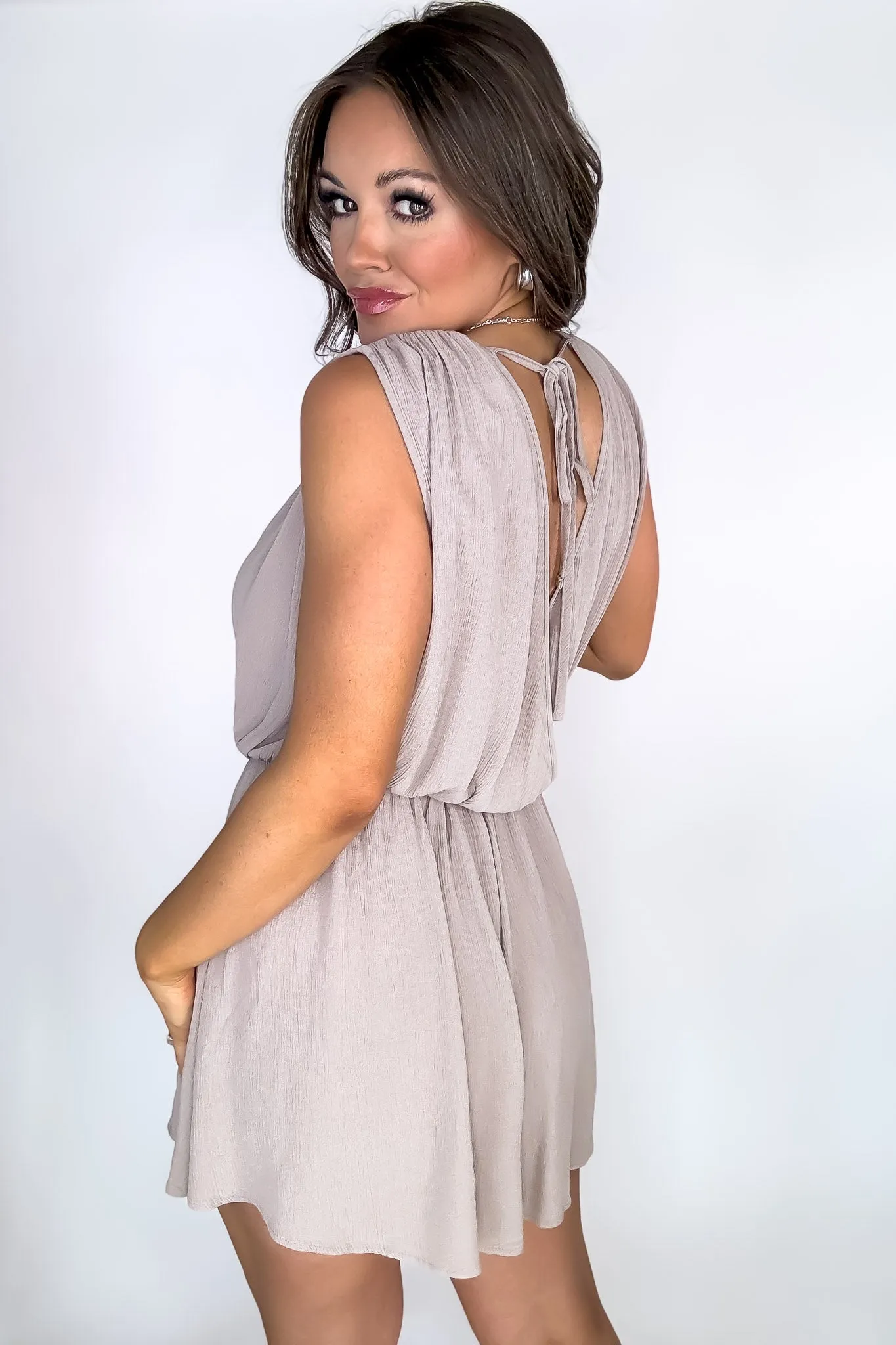 Finding My Place Ash Mocha Surplice Romper