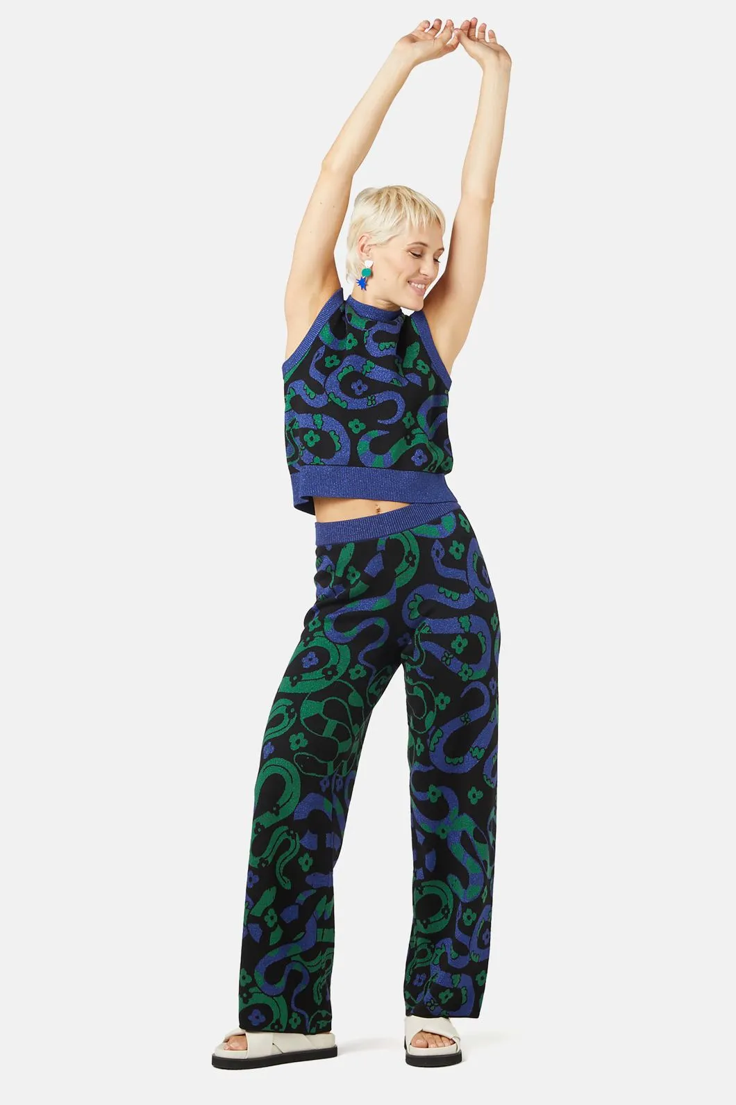 Flower Snake Knit Pant