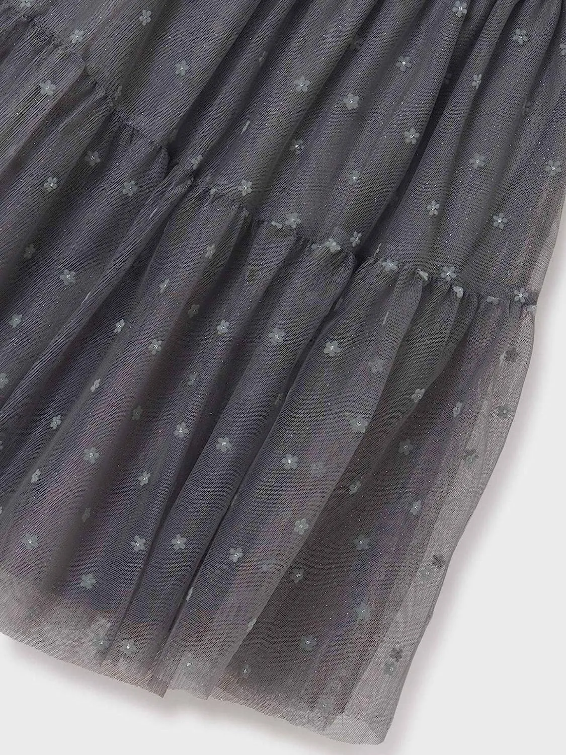 Girls Grey Flower Tulle Skirt | Mayoral