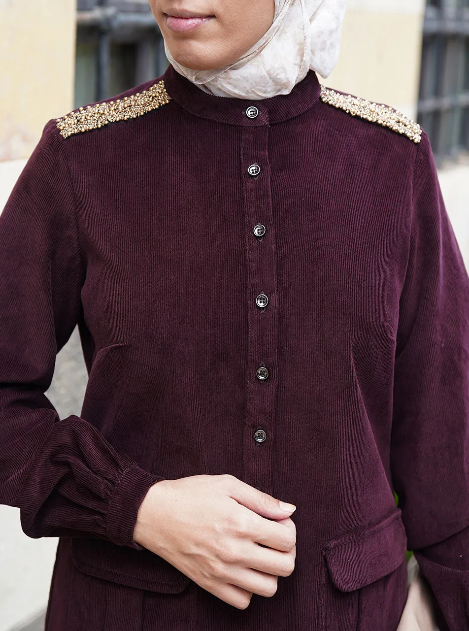 Gold Trim Corduroy Tunic