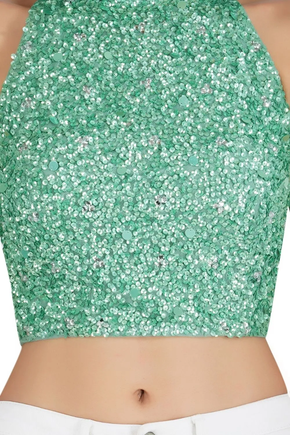 Gui Pastel Green Sequin Top