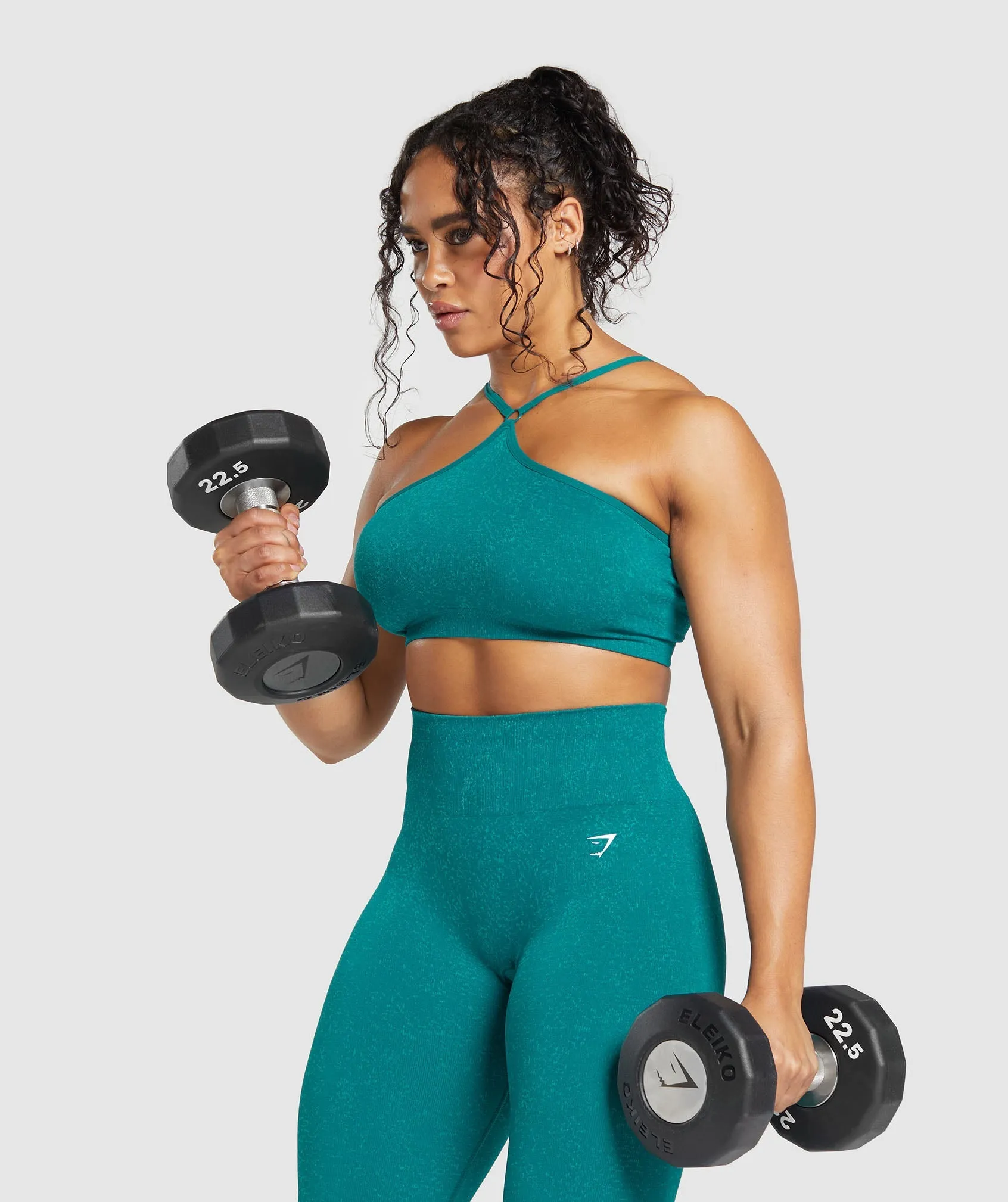 Gymshark Adapt Fleck Seamless Halterneck Bralette- Ocean Teal/Artificial Teal