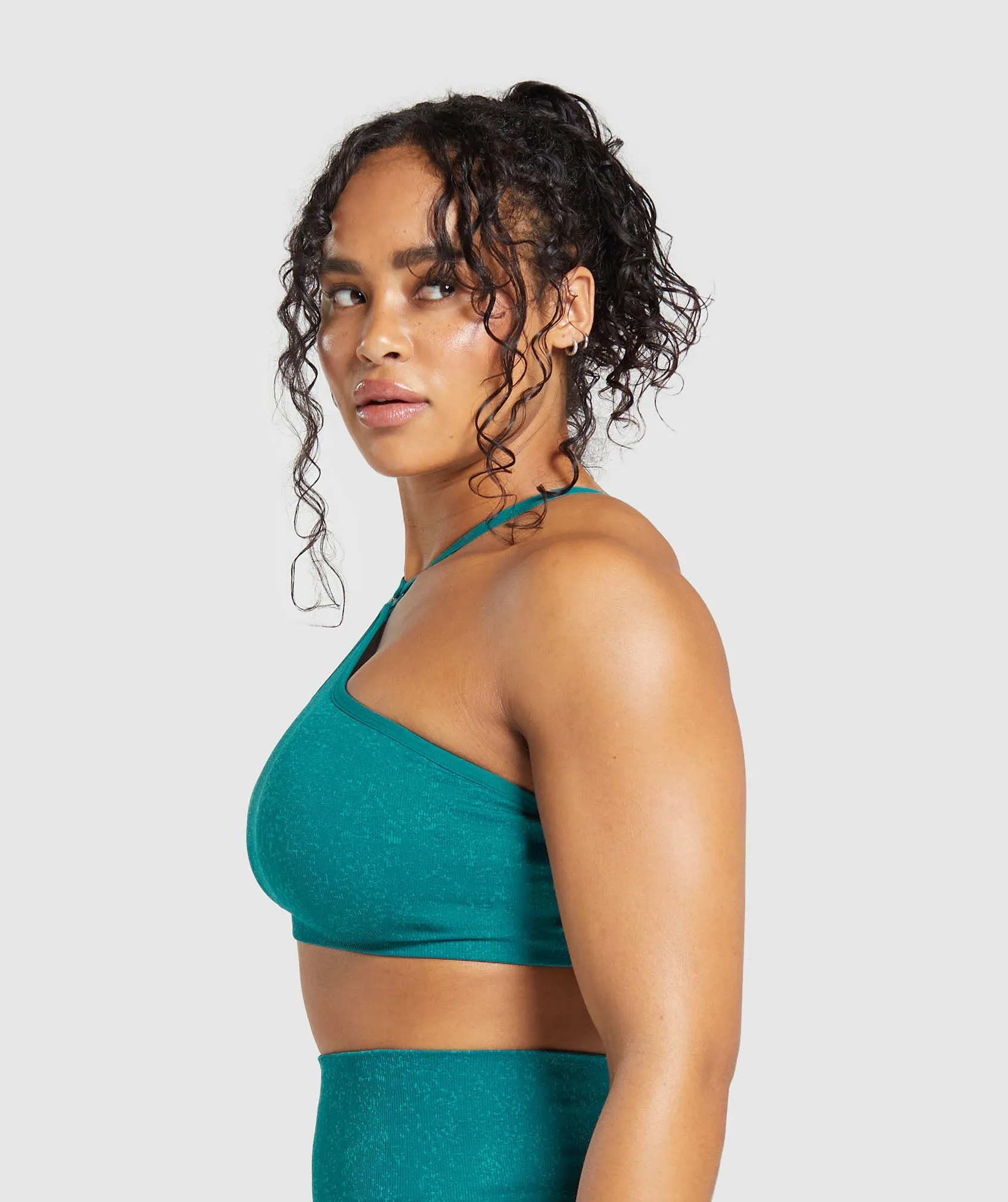 Gymshark Adapt Fleck Seamless Halterneck Bralette- Ocean Teal/Artificial Teal