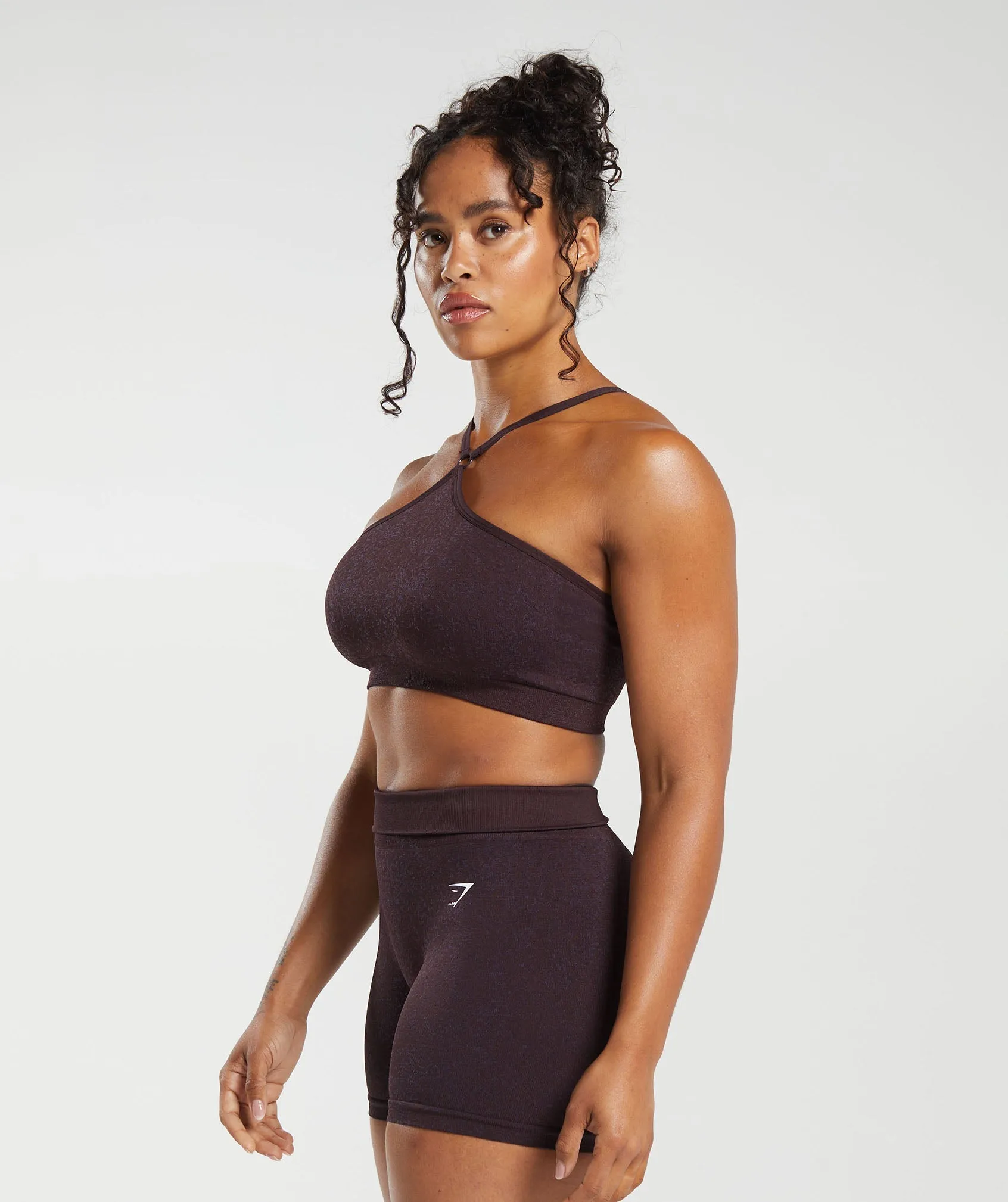 Gymshark Adapt Fleck Seamless Halterneck Bralette - Plum Brown/Dewberry Purple