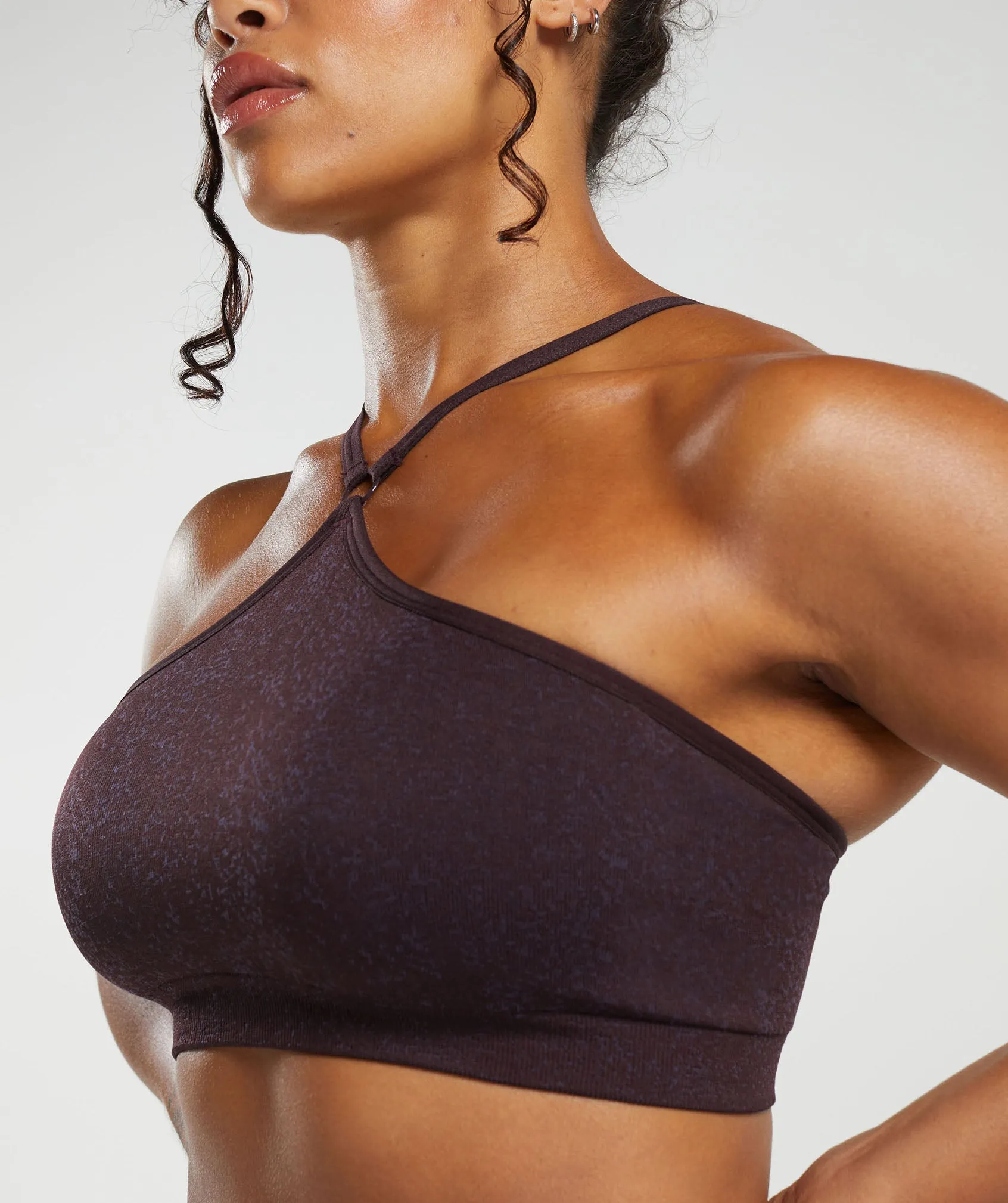 Gymshark Adapt Fleck Seamless Halterneck Bralette - Plum Brown/Dewberry Purple