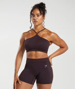 Gymshark Adapt Fleck Seamless Halterneck Bralette - Plum Brown/Dewberry Purple