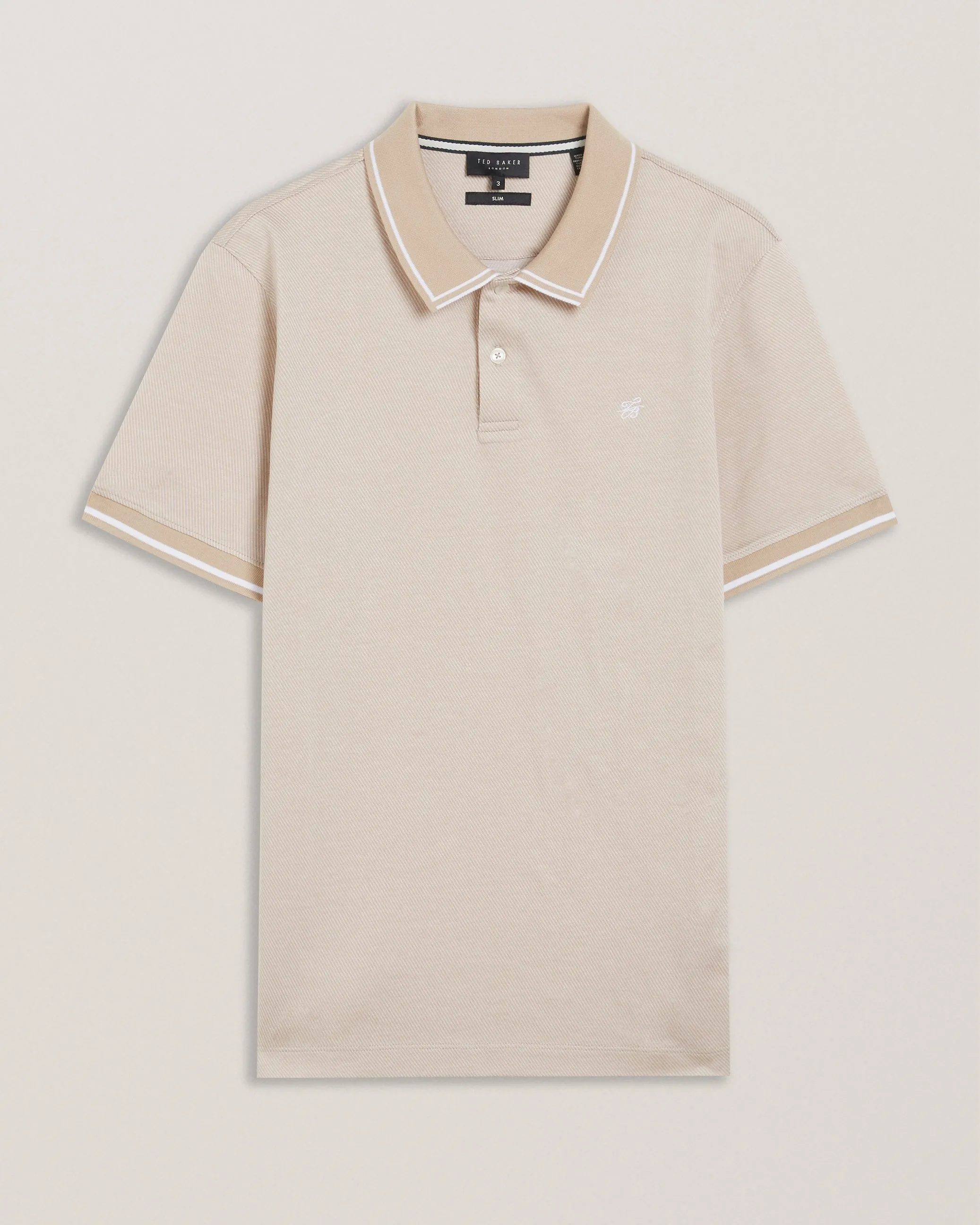 Helta Stripe Detail Slim Fit Polo Shirt Taupe