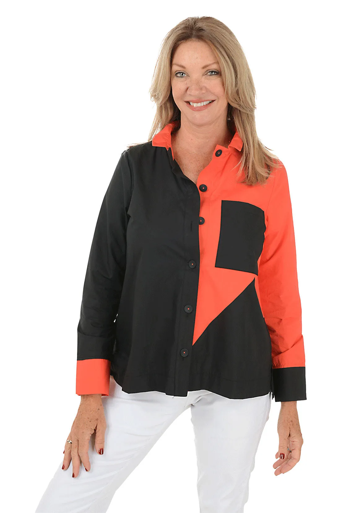 Hot Sun Color Block Shirt Jacket