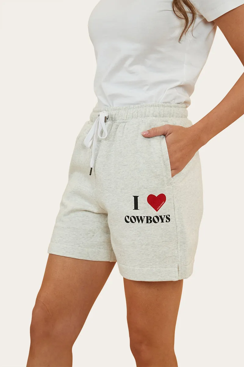 I Heart Cowboys Womens Short - Light Grey Marle