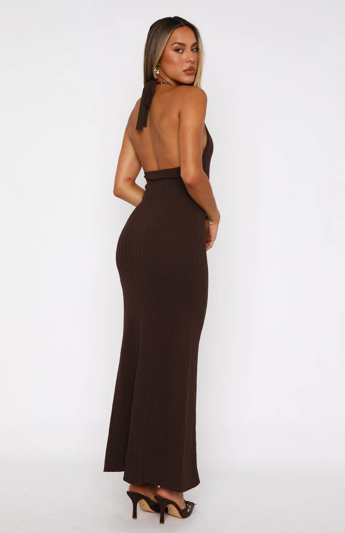 It's Only Fair Halter Maxi Dress Chocolate