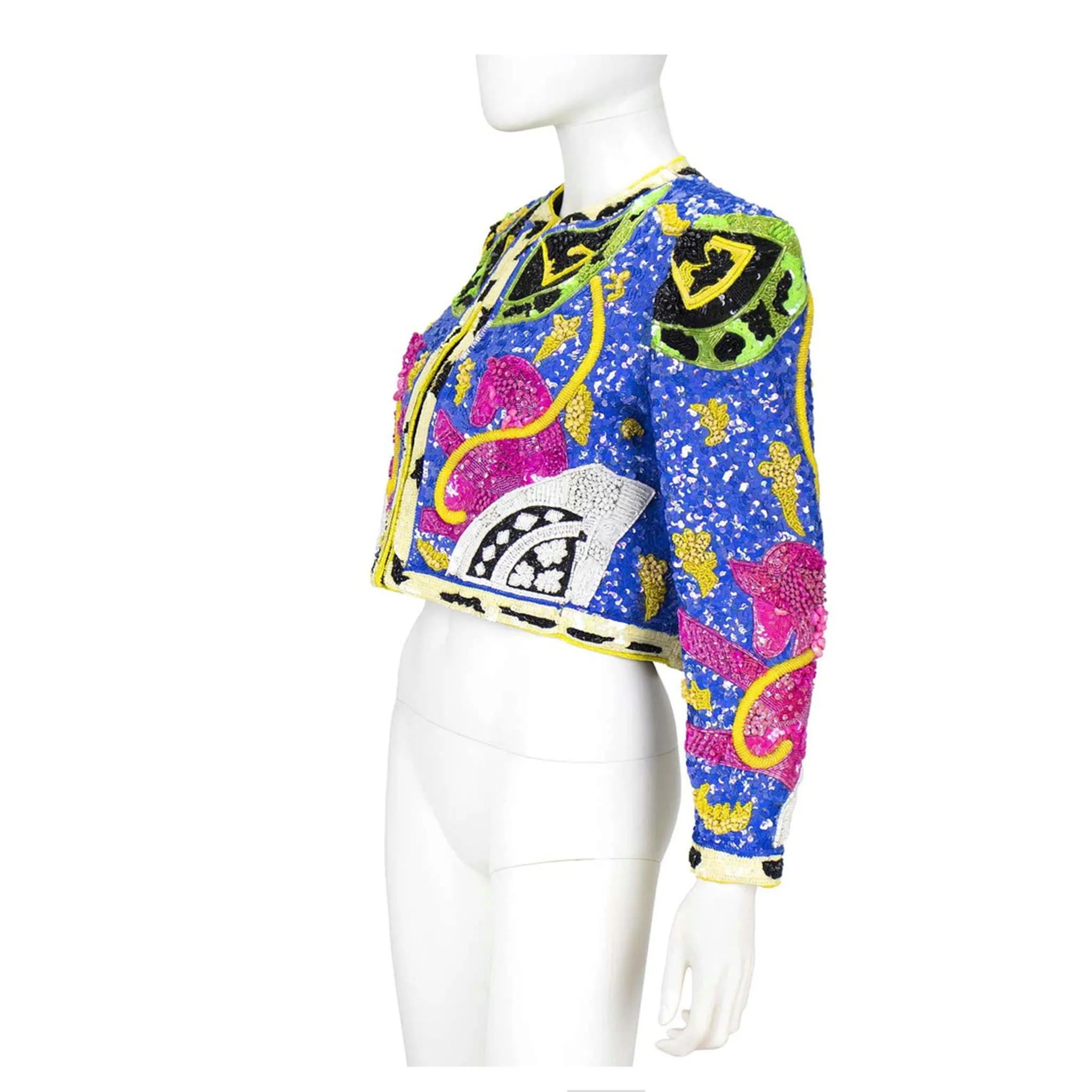 JEANETTE KASTENBERG 1990s Multi-Color Unicorn Beaded Jacket