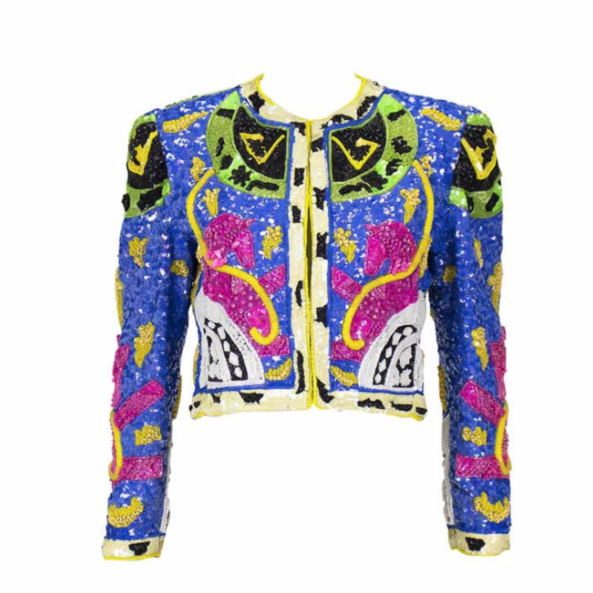 JEANETTE KASTENBERG 1990s Multi-Color Unicorn Beaded Jacket