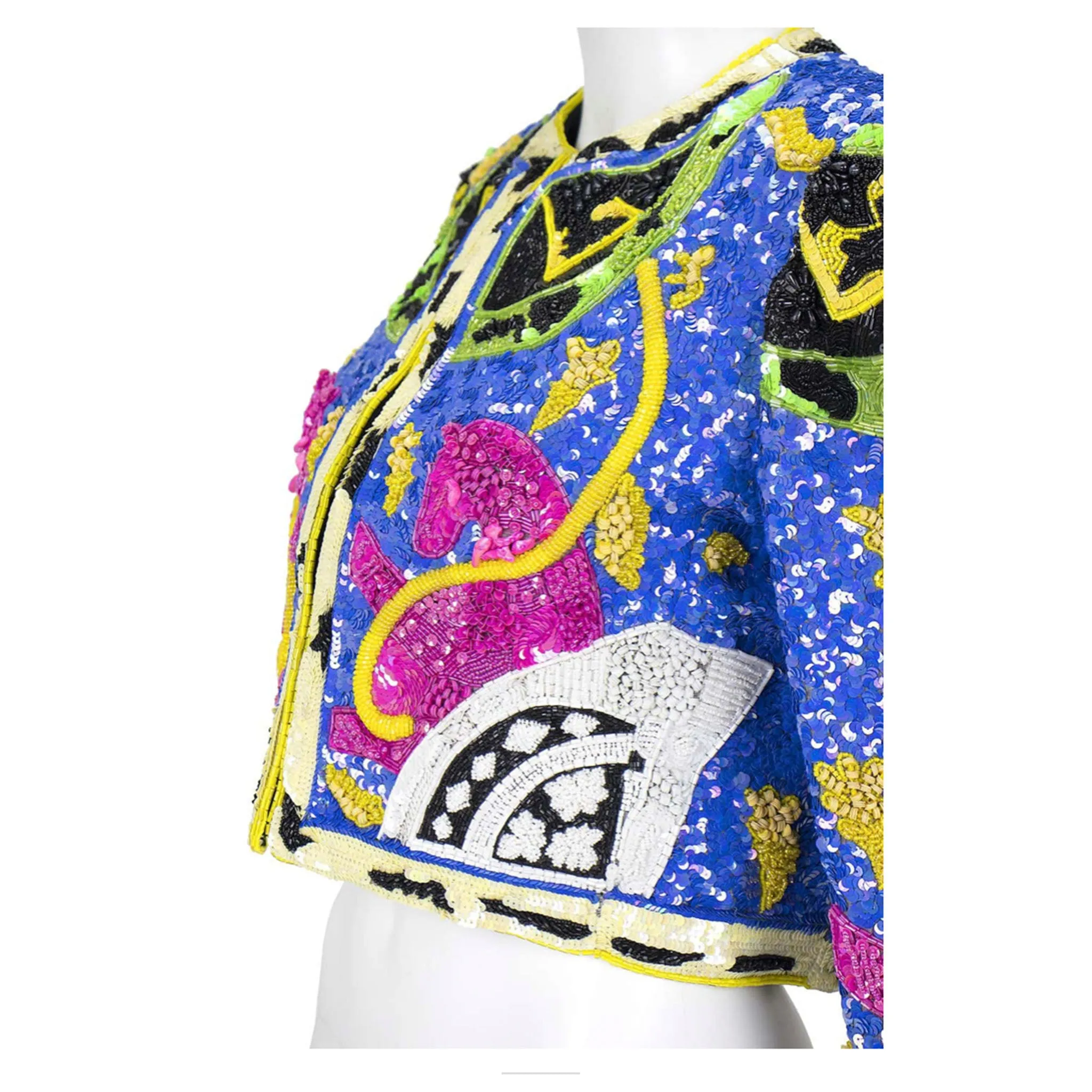 JEANETTE KASTENBERG 1990s Multi-Color Unicorn Beaded Jacket