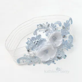 Jess Floral lace garter -  Color options available : pale blue variation