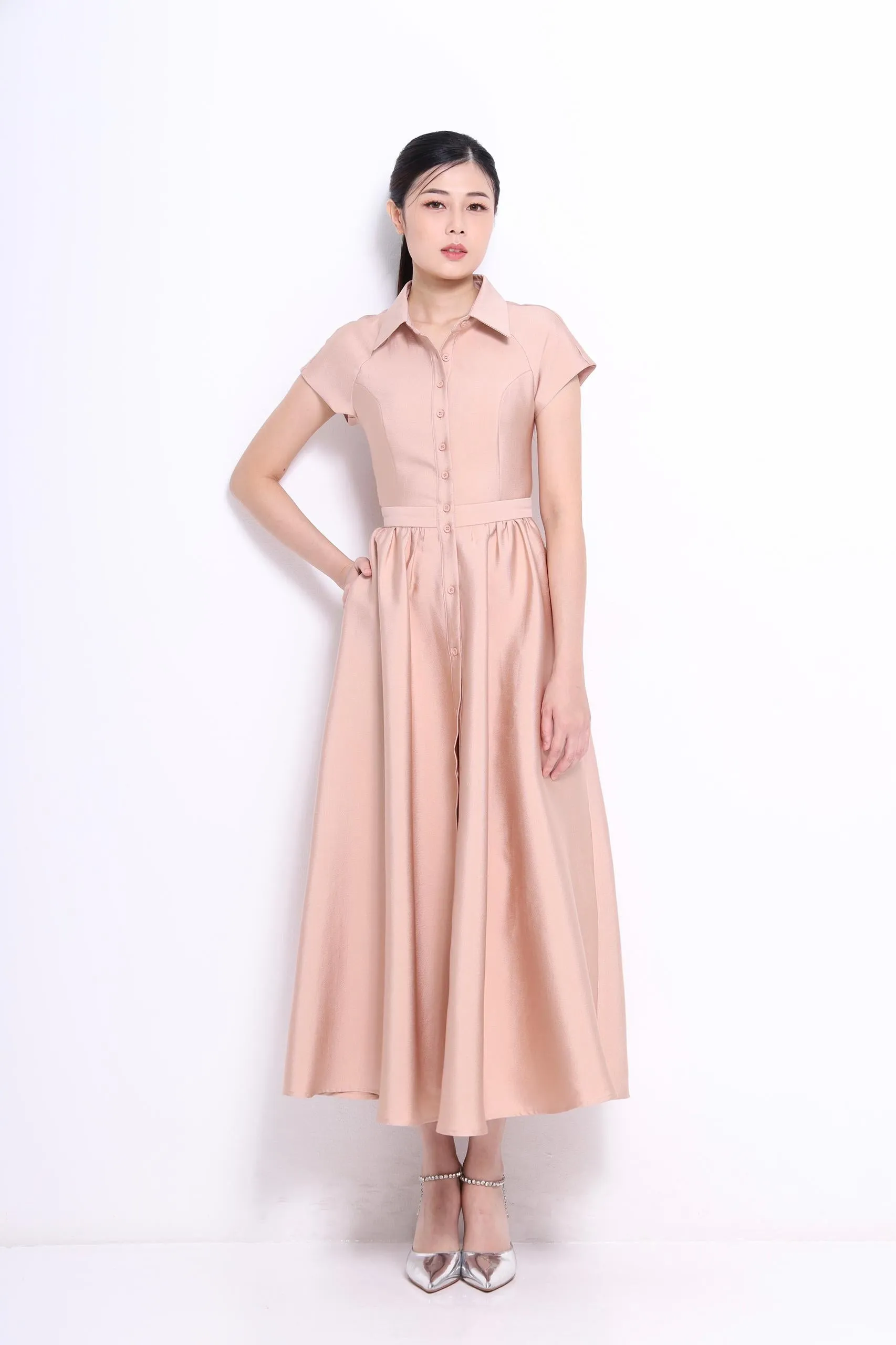 June A-line Satin Dress