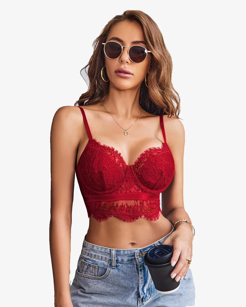 Lace Bustier Corset V Neck Cami Top