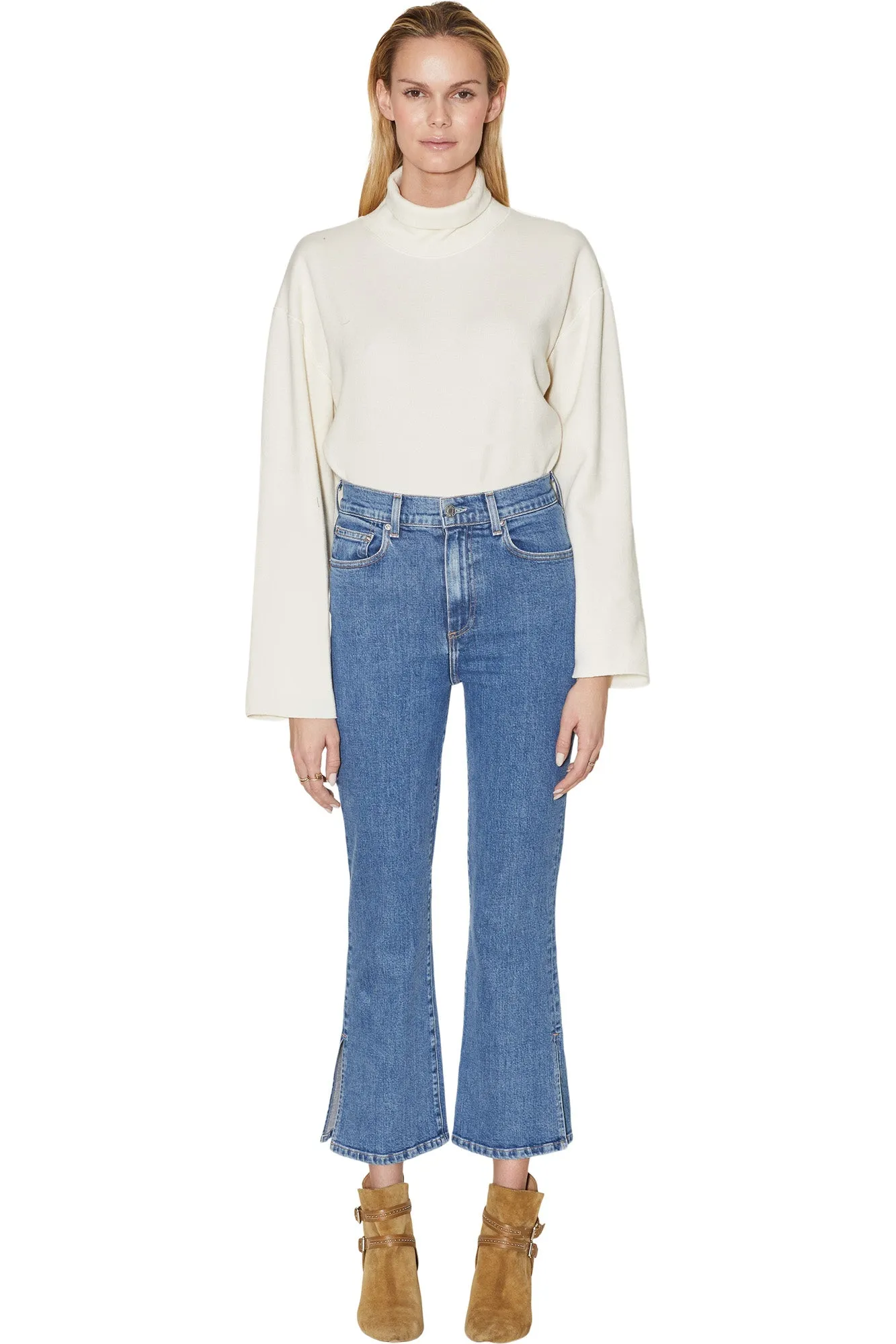 Le Jean Stella Crop Flare in Desert