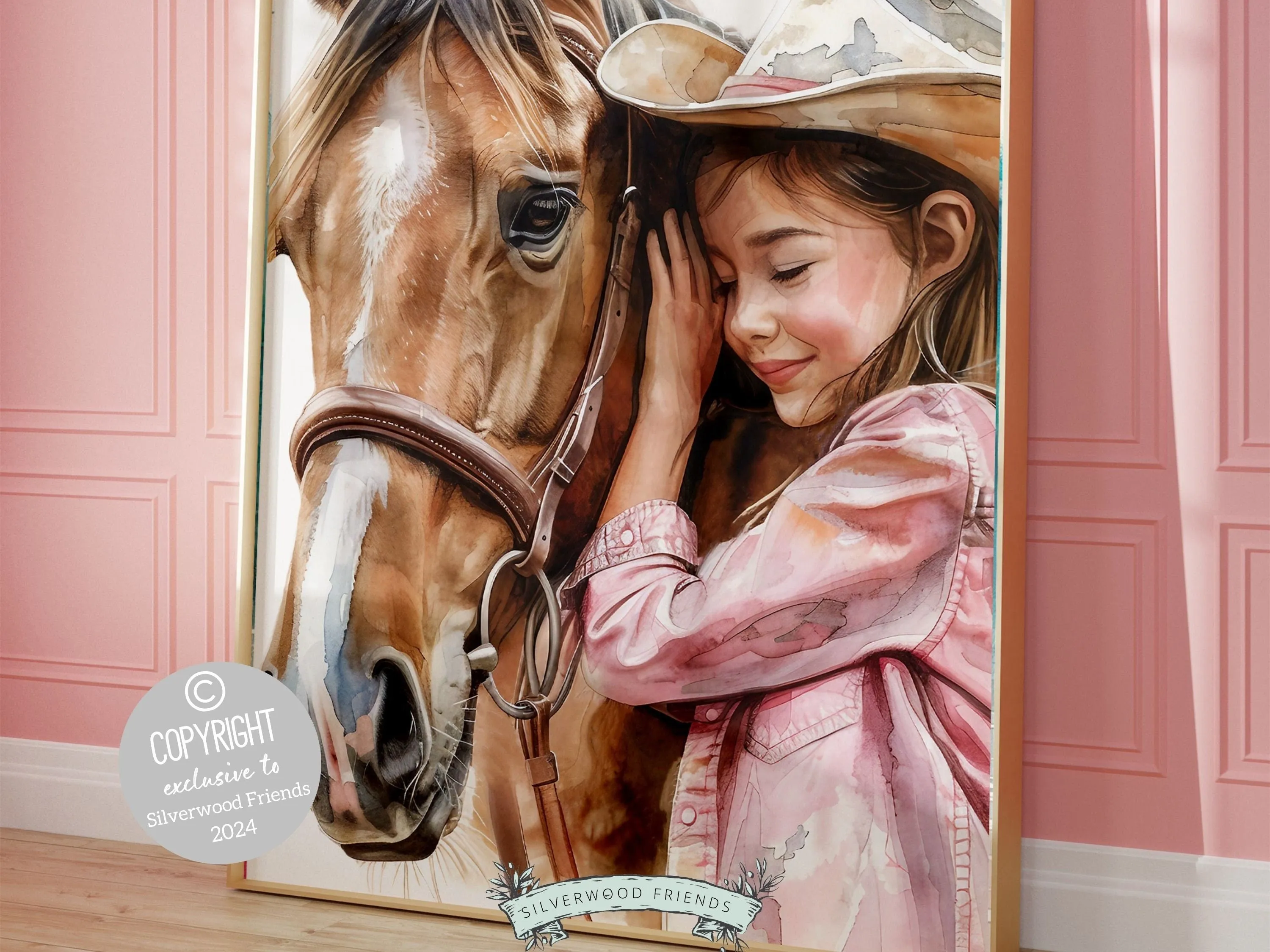 Little Girl Horse Nursery Print - 002