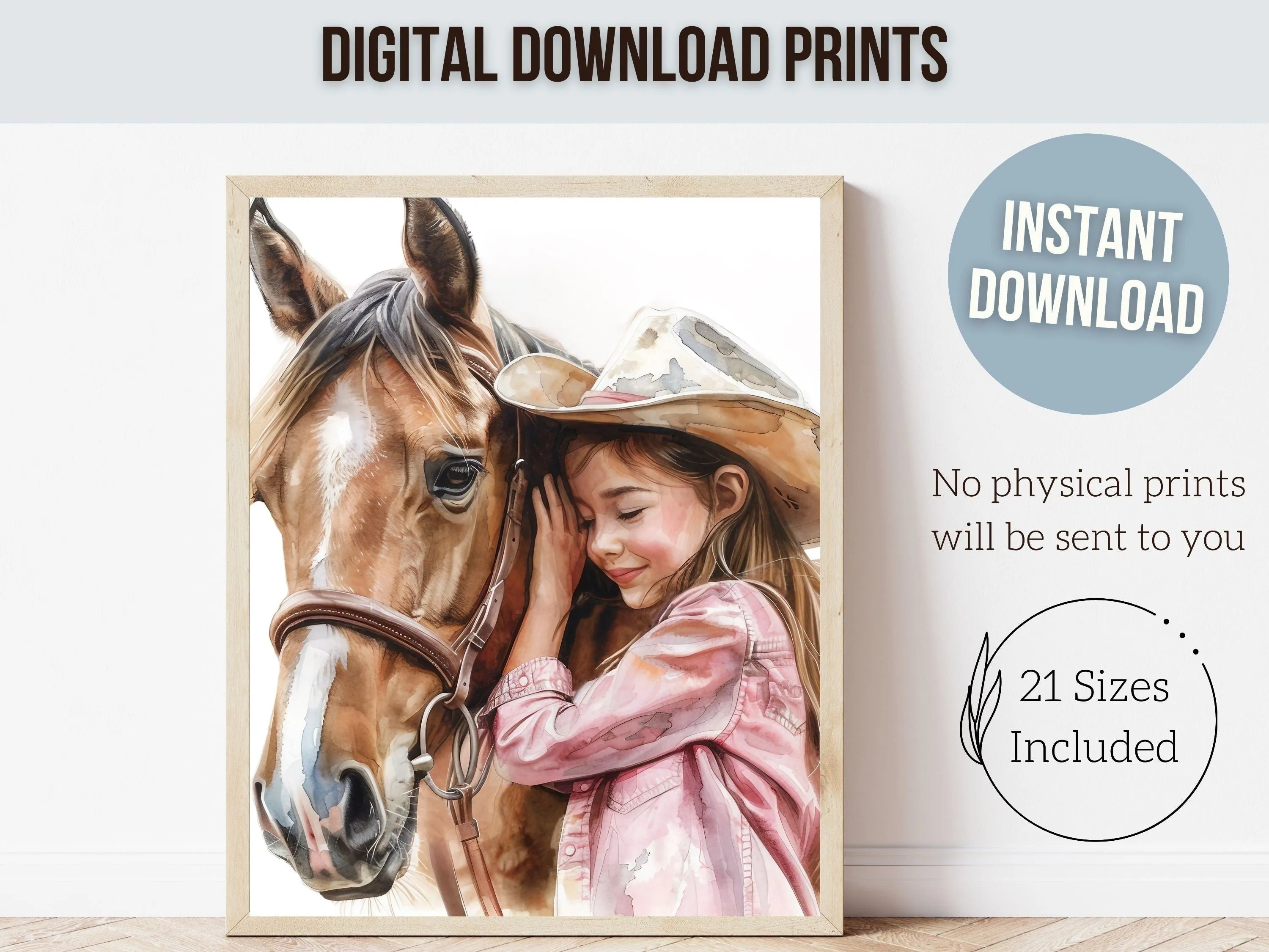 Little Girl Horse Nursery Print - 002