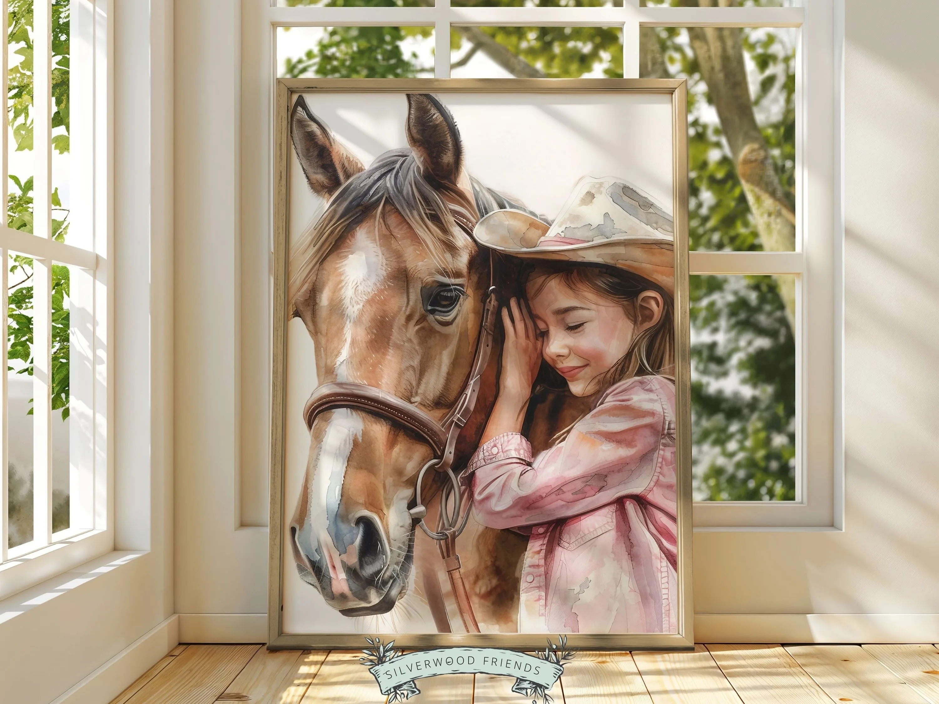 Little Girl Horse Nursery Print - 002