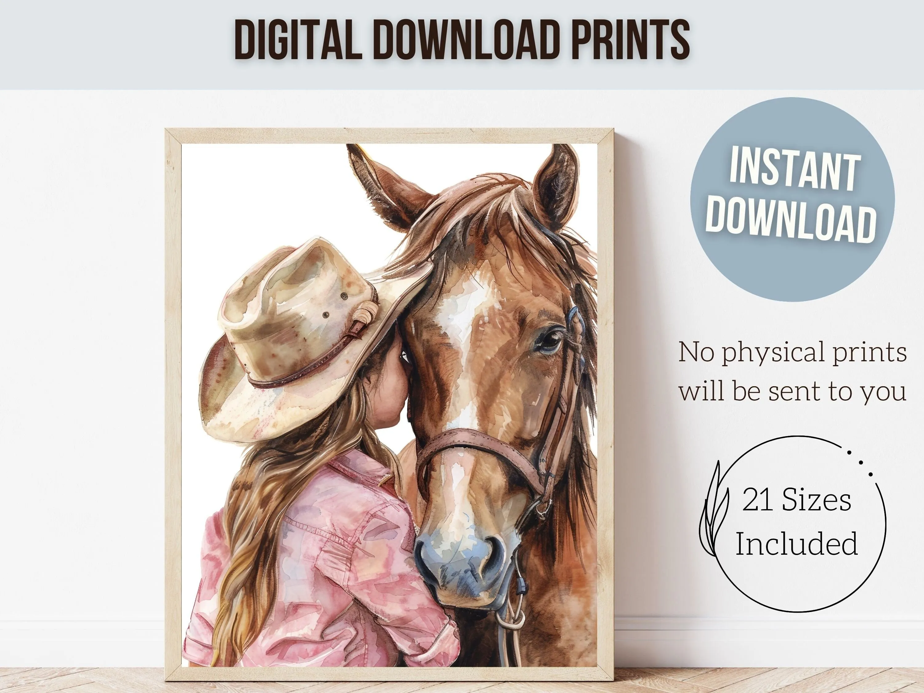 Little Girl Horse Nursery Print - 003