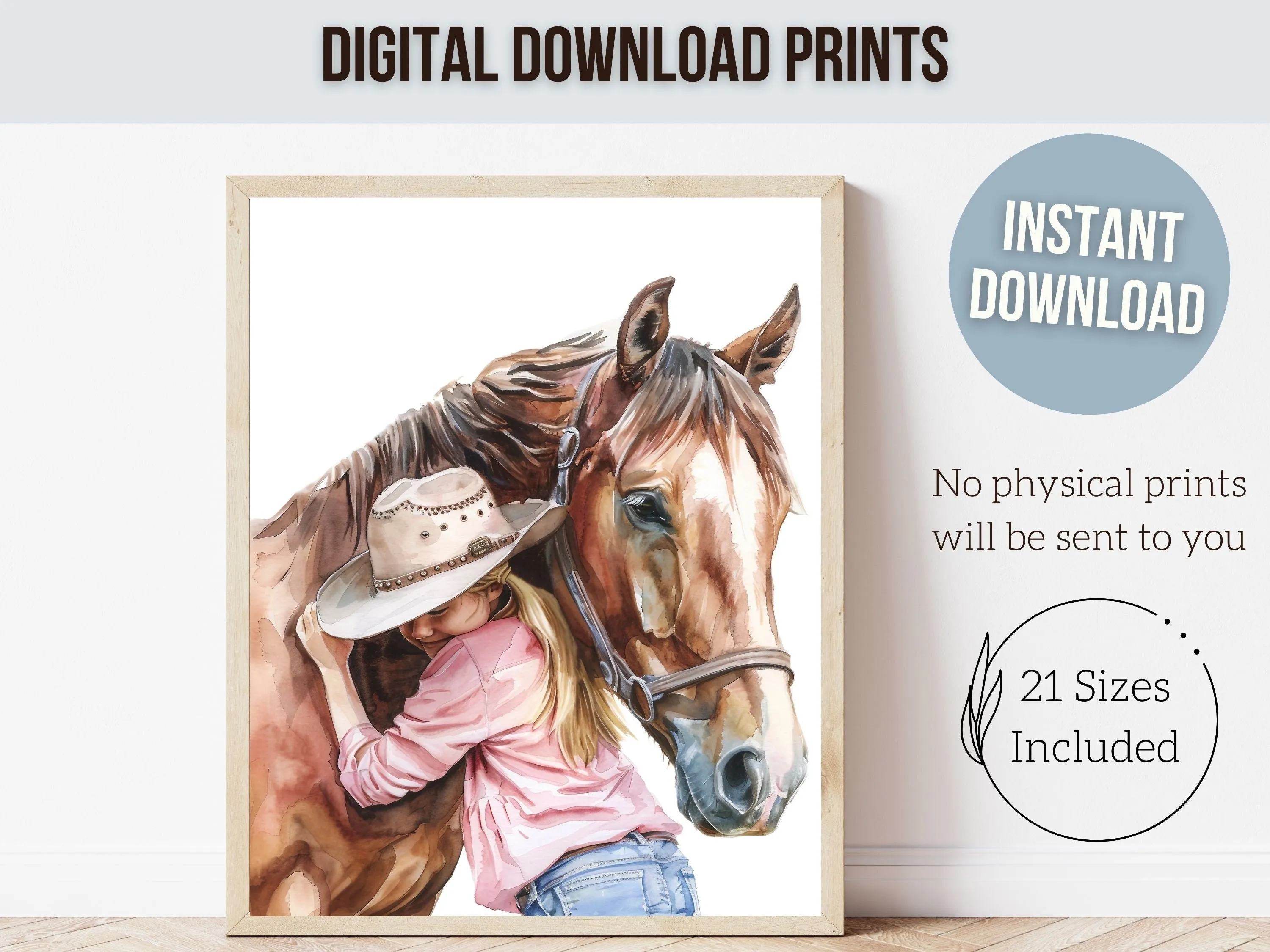 Little Girl Horse Nursery Print - 005